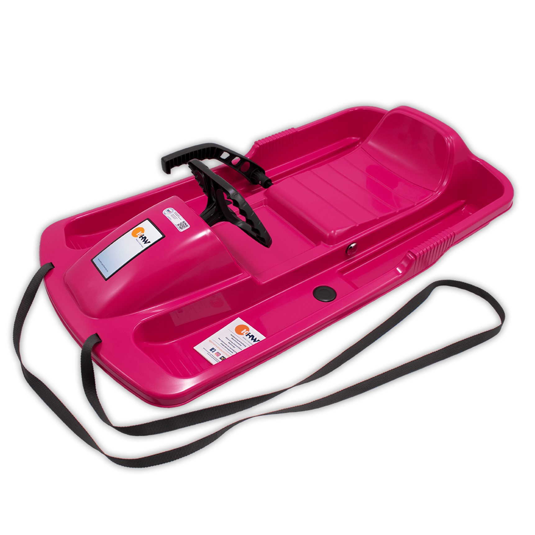 KHW Rennschlitten Рулевой слайд Snow Fox Lenkbob, robustes Design, ergonomischer Sitz, für ultimativen Winterspaß, Farbe: Pink, Made in Germany