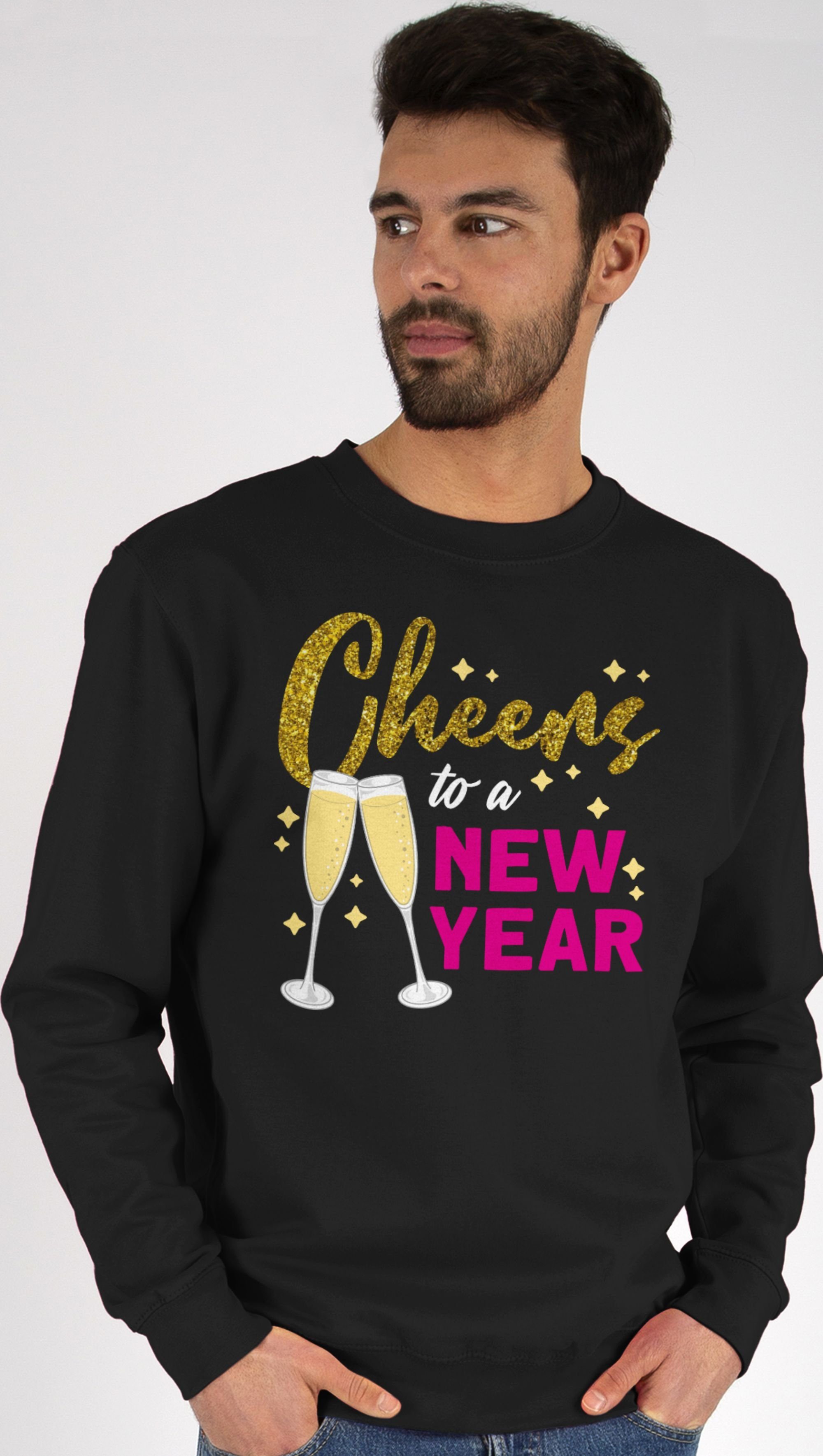 Shirtracer Sweatshirt Cheers to a new year (1-tlg) Silvester Erwachsene 1 Schwarz | Sweatshirts