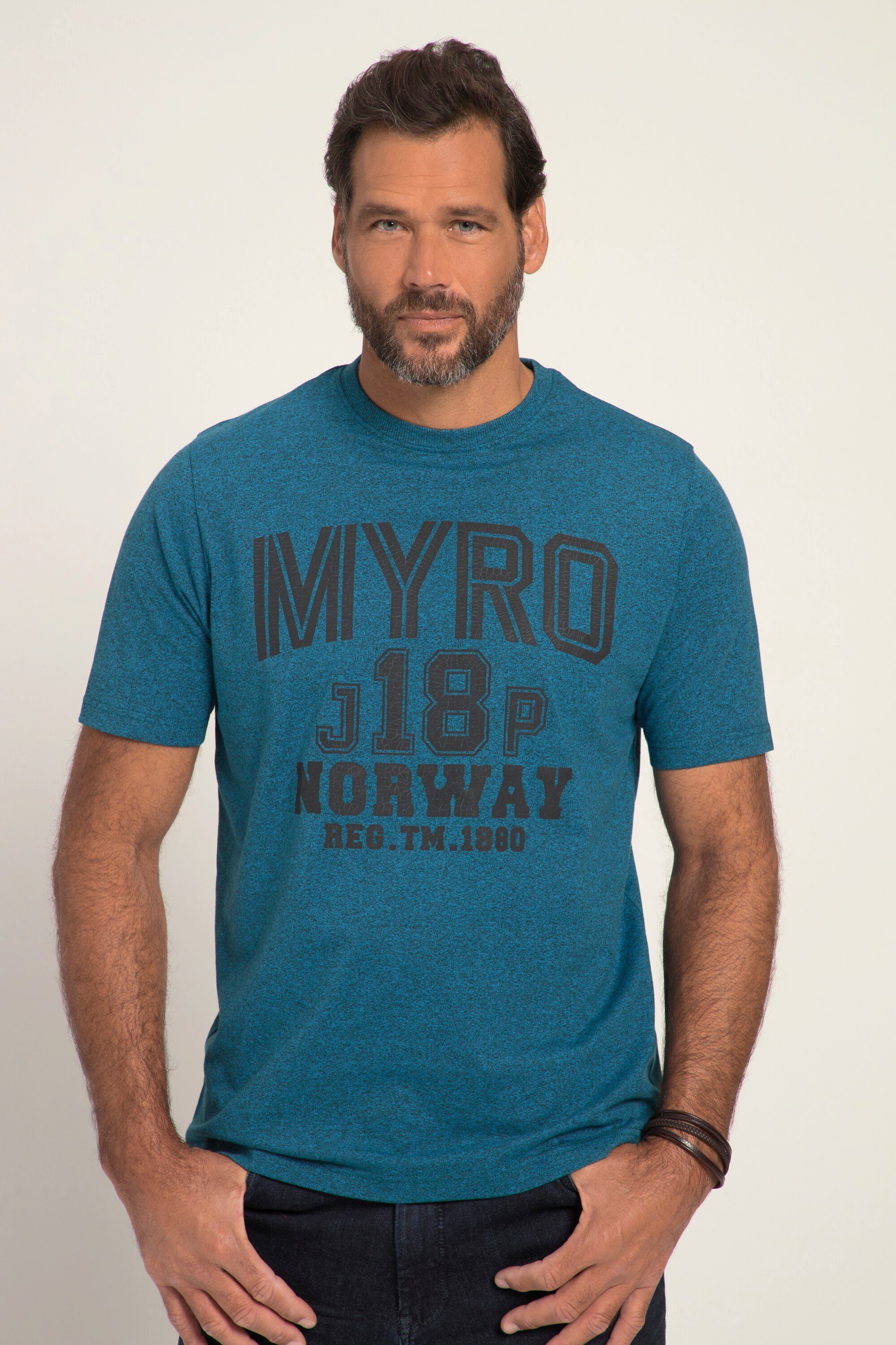 JP1880 T-Shirt T-Shirt Halbarm MYRO Print Melange-Jersey