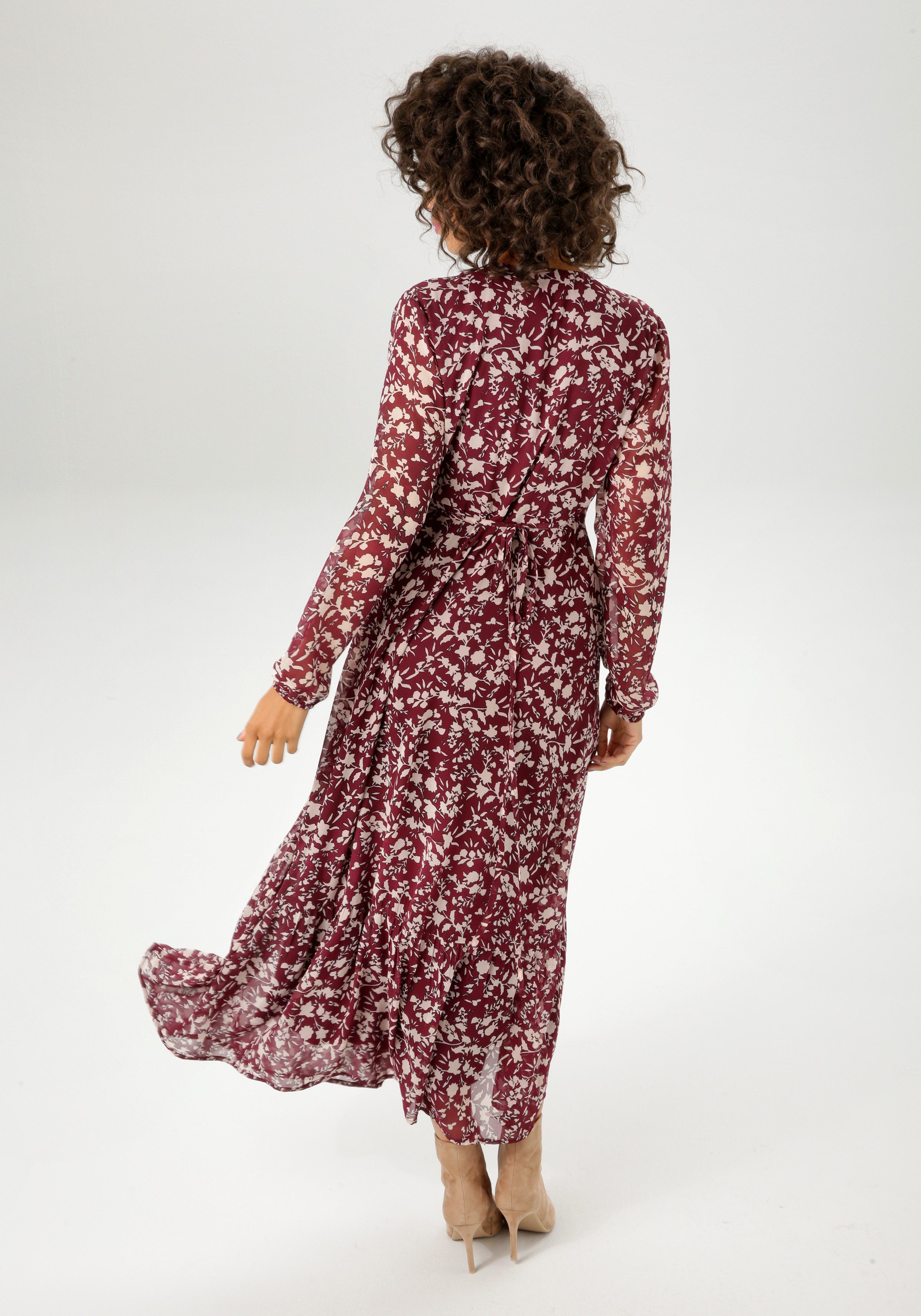 Aniston CASUAL Wickelkleid mit grafischen Blumendruck - jedes Teil ein Unikat