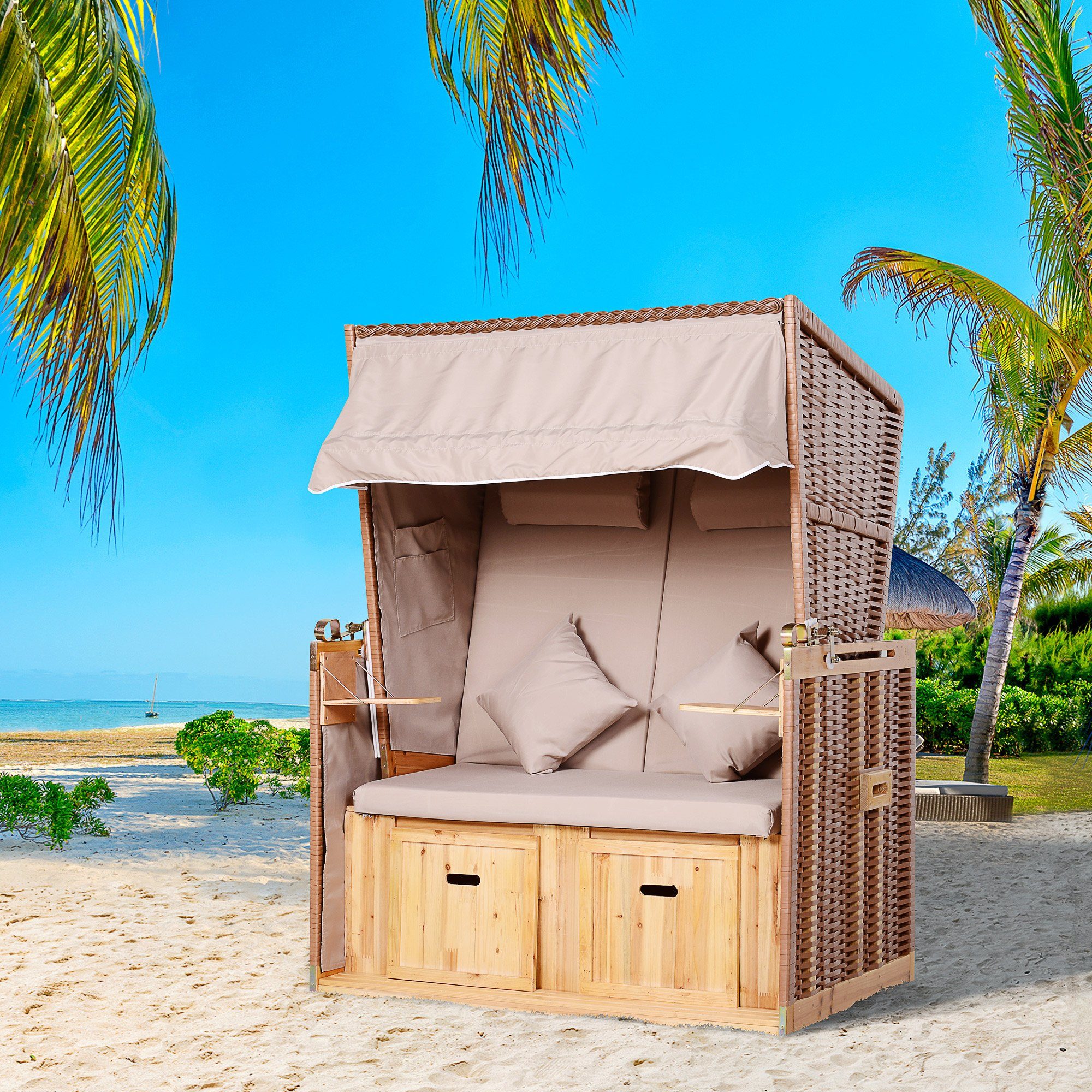 Outsunny Strandkorb Volllieger, BxTxH: 118x190x150 cm, günstig online kaufen
