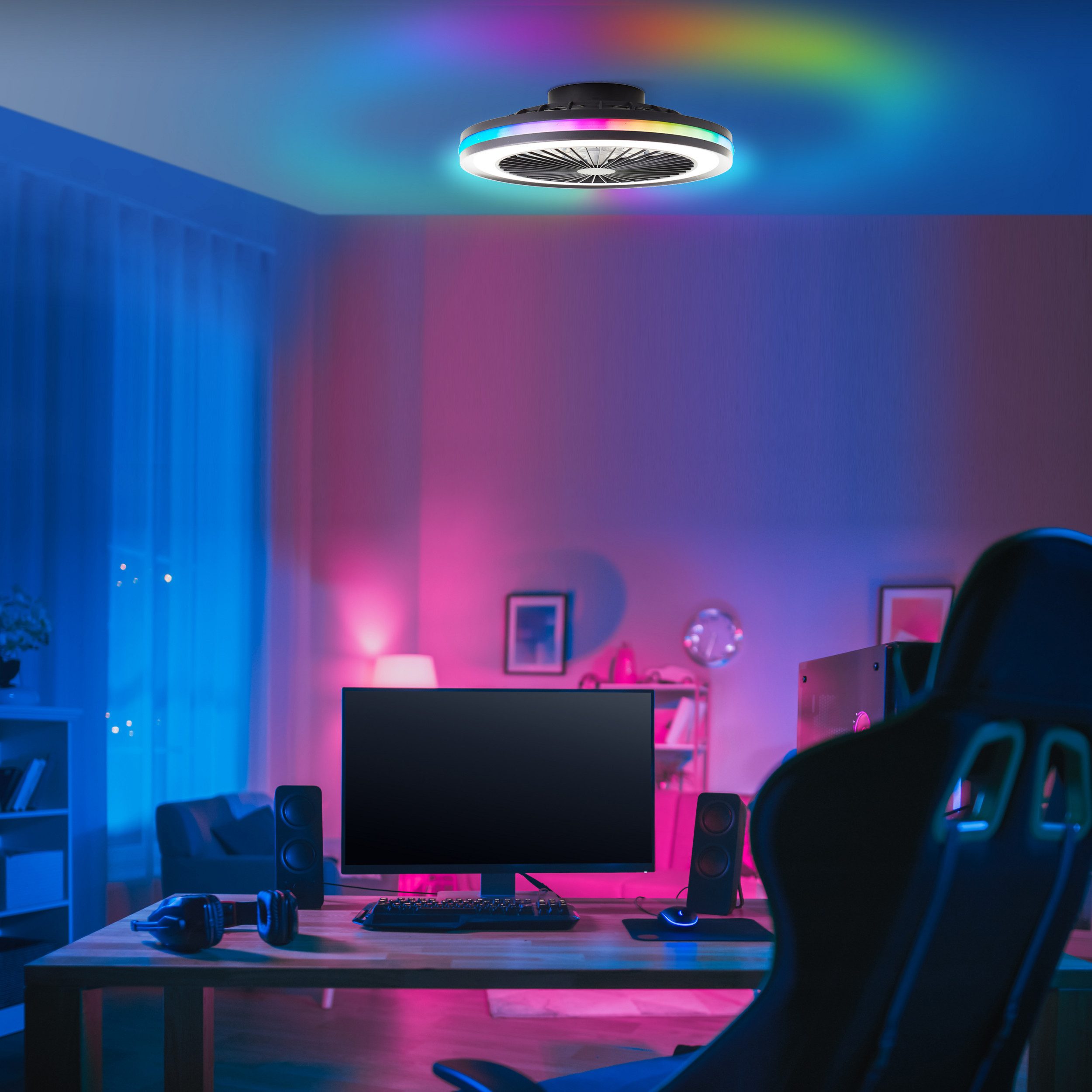 Lightbox Deckenleuchte, Ventilatorfunktion, LED fest integriert, günstig online kaufen