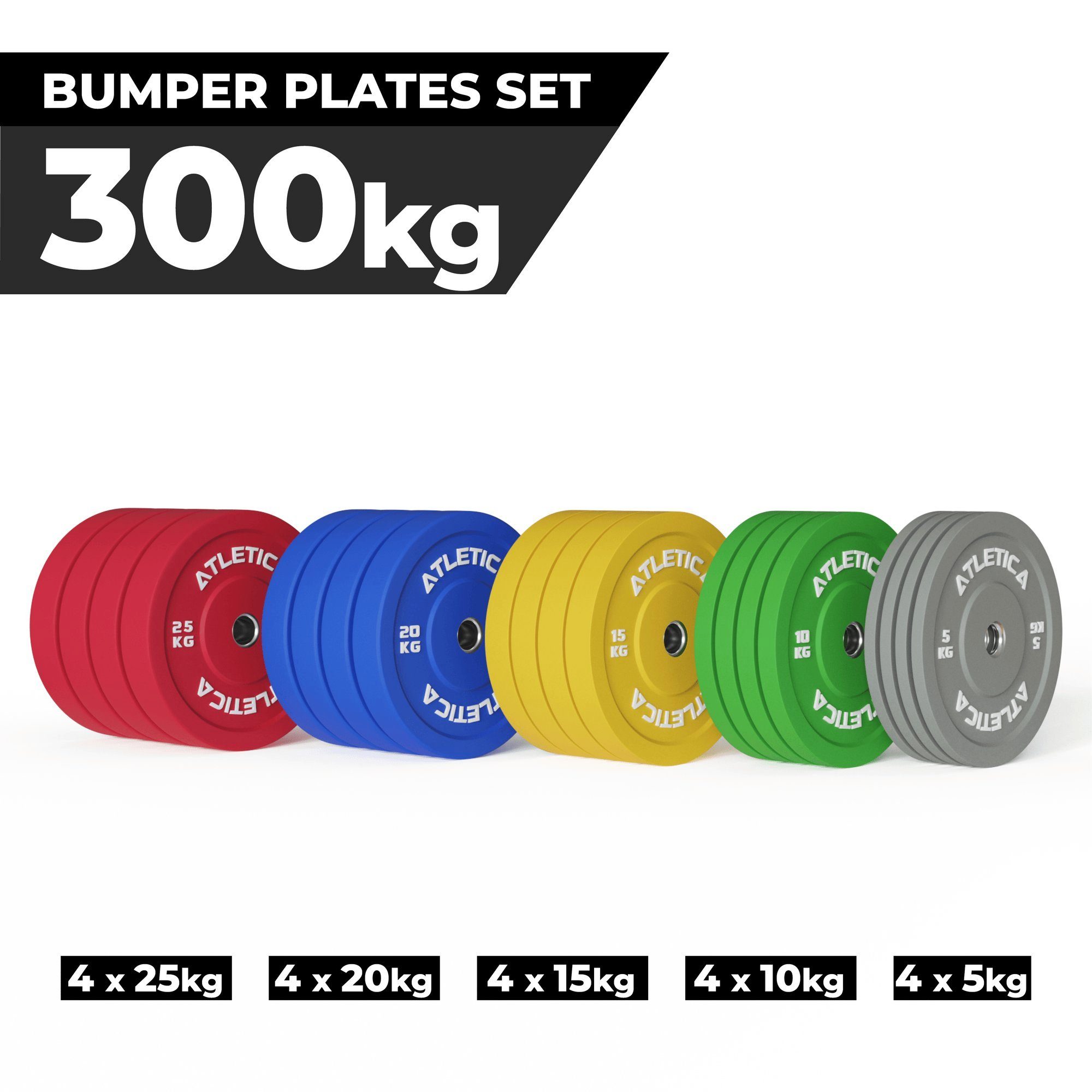 Hantelscheiben 300kg Set Plates Color ATLETICA Bumper