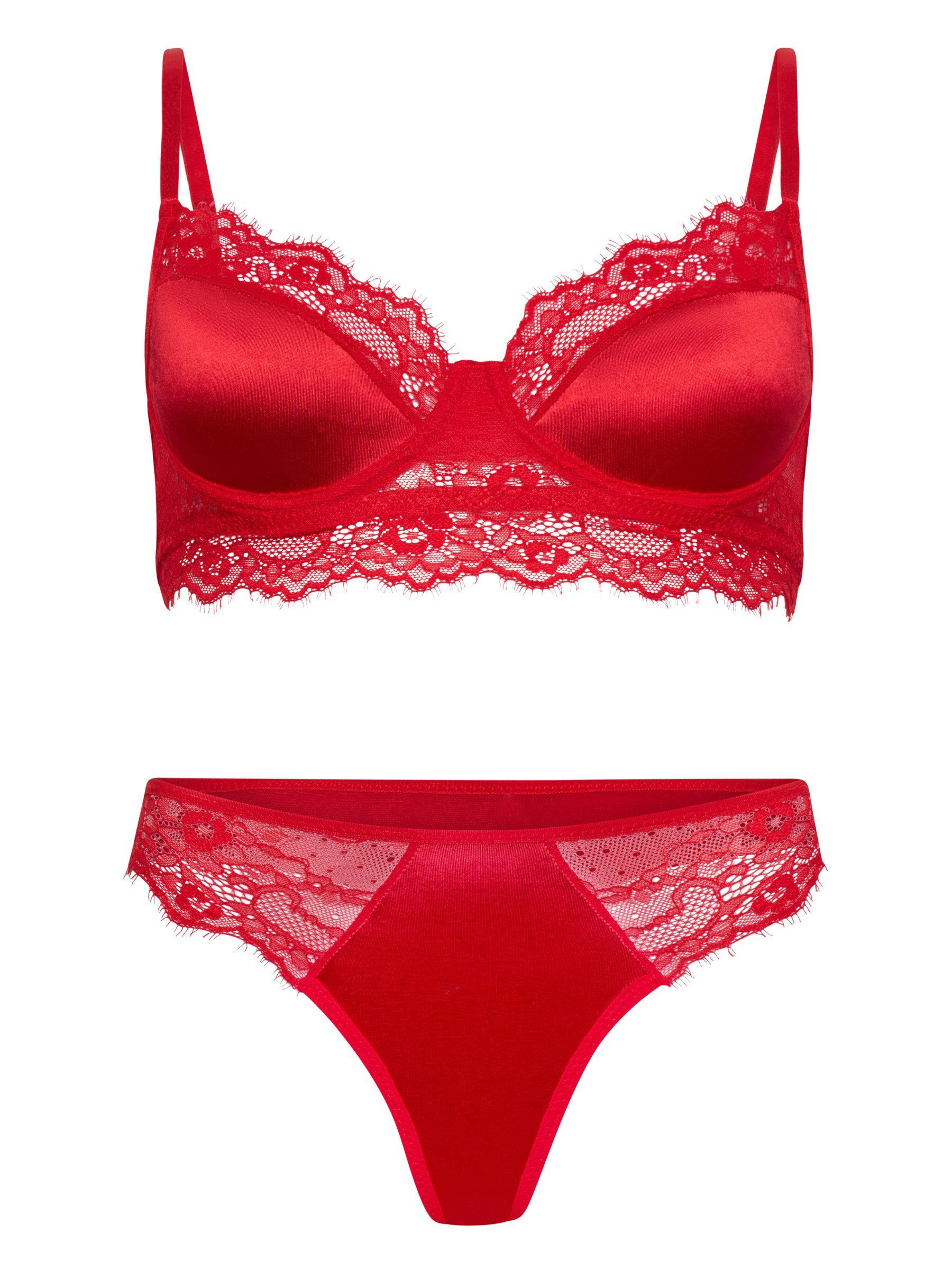 Elegant Love Set: Bügel-BH Sexy Dessous-Set, Sinnliche Reizwäsche aus Spitze & Satin (Set, 2-tlg., mit Tanga) Elegante Damenunterwäsche – Lingerie-Set für besondere Abende