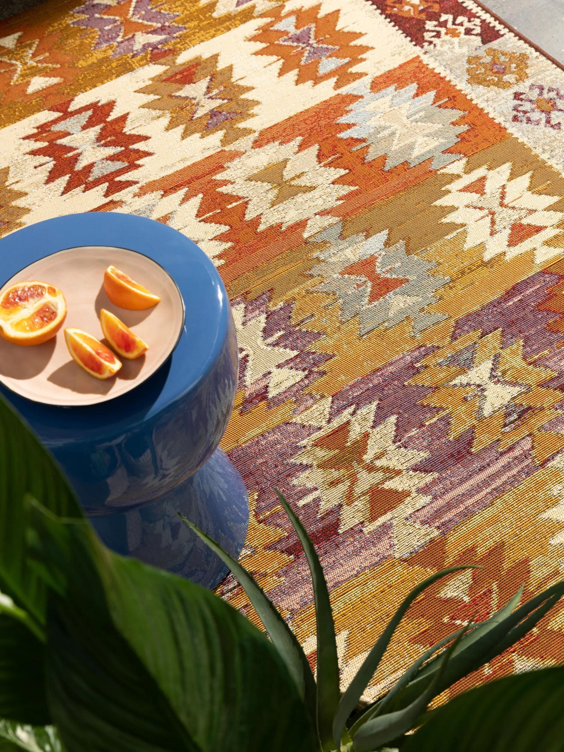 benuta Outdoorteppich Ria, rechteckig, Höhe: 5 mm, Kunstfaser, Berber, Ethno-Style, Wohnzimmer