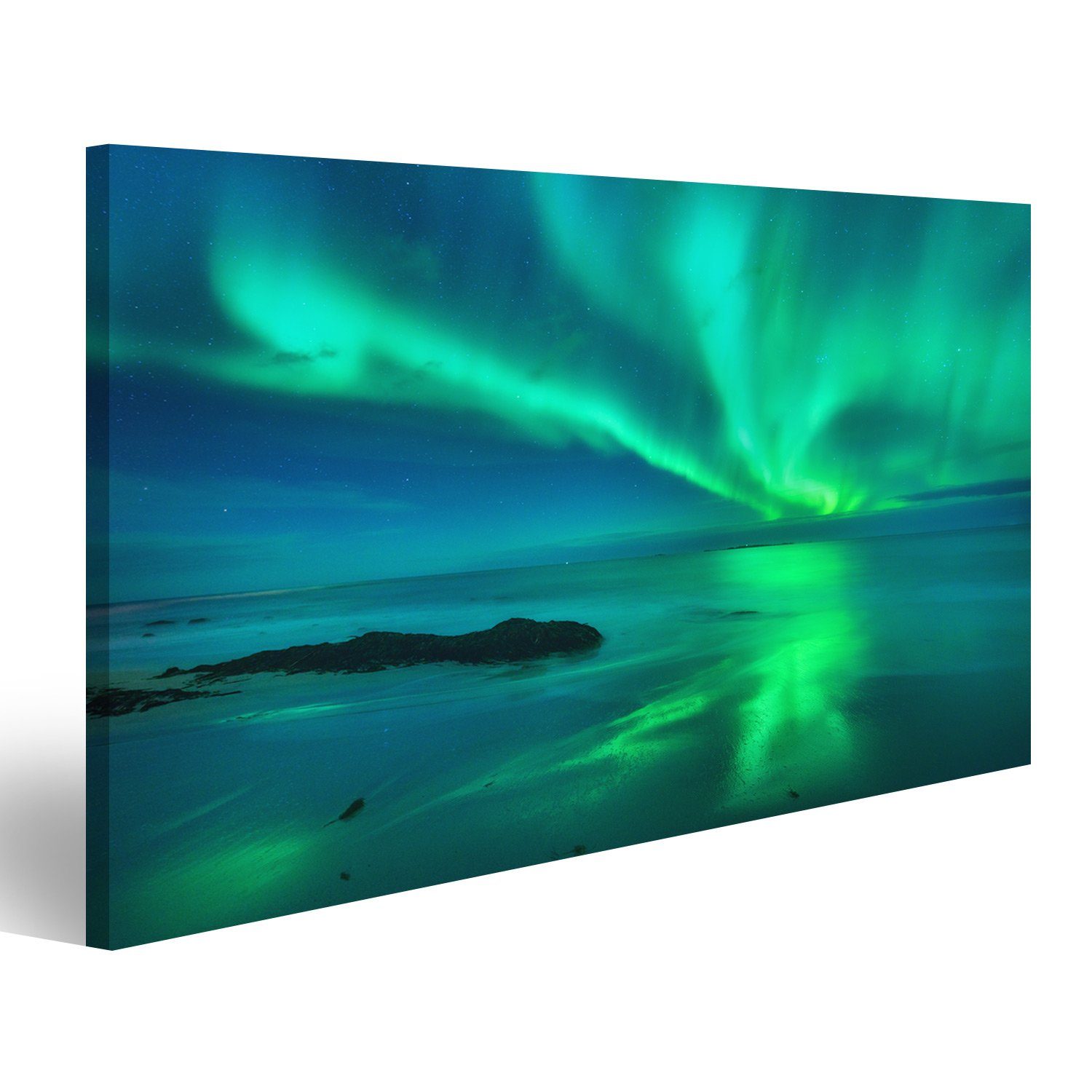 islandburner Leinwandbild Bild auf Leinwand Aurora Auf Dem Meer Nordlichter In Lofoten Inseln No