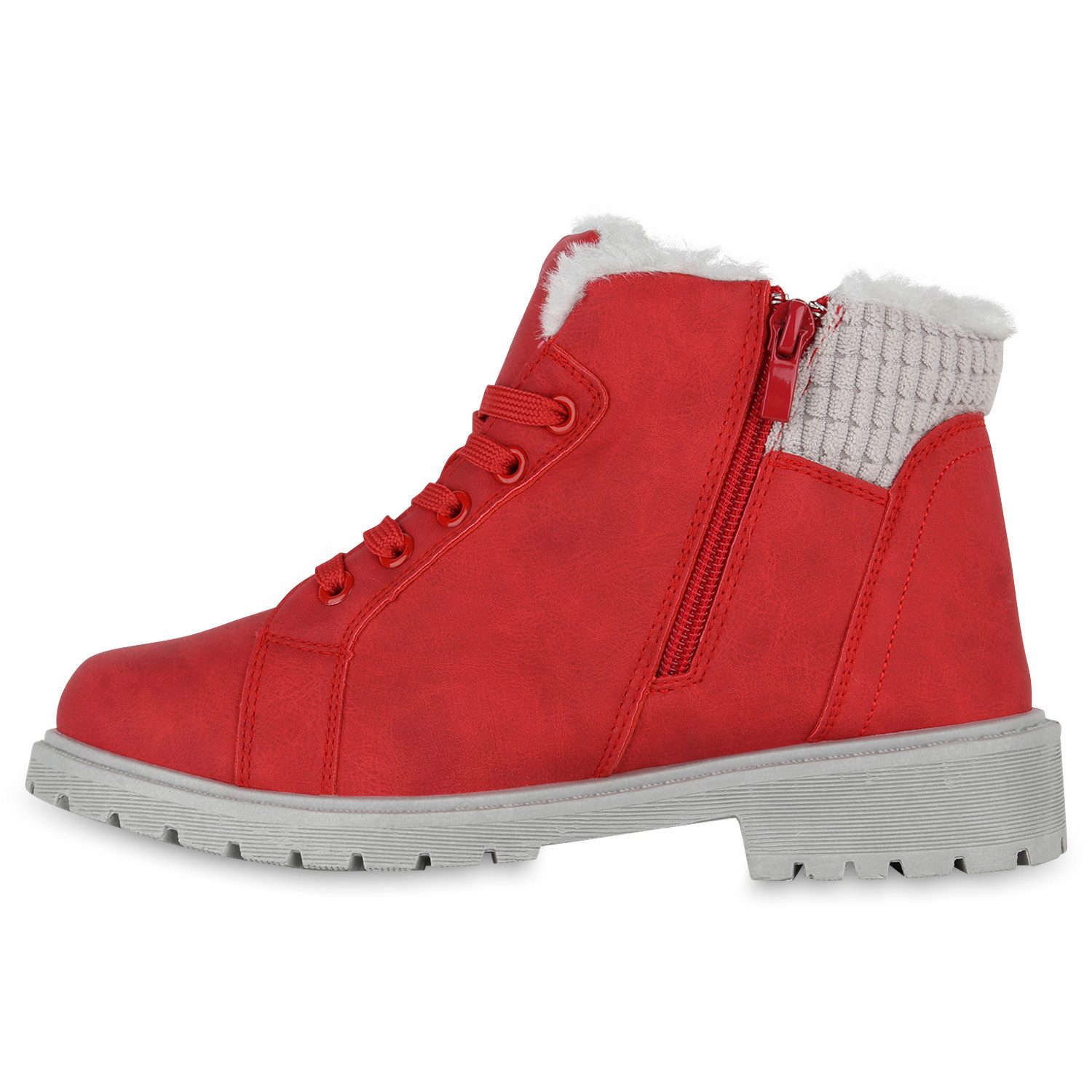 VAN HILL 841489 Stiefelette Damen Warm Gefüttert Worker Boots Stiefelette Bequem Prints