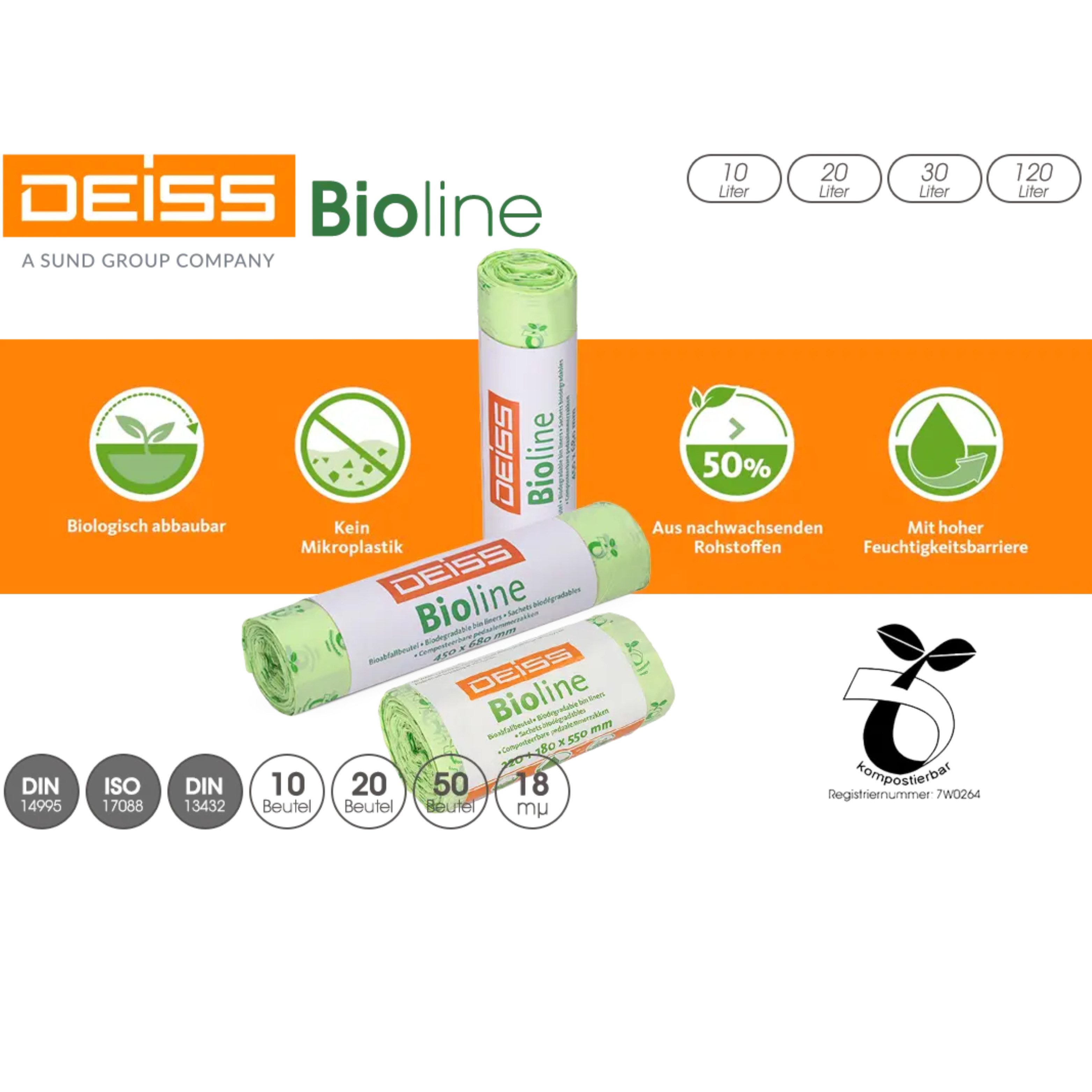 Müllbeutel Deiss Bioline 100% kompostierbarer Biobeutel in verschiedenen Größen