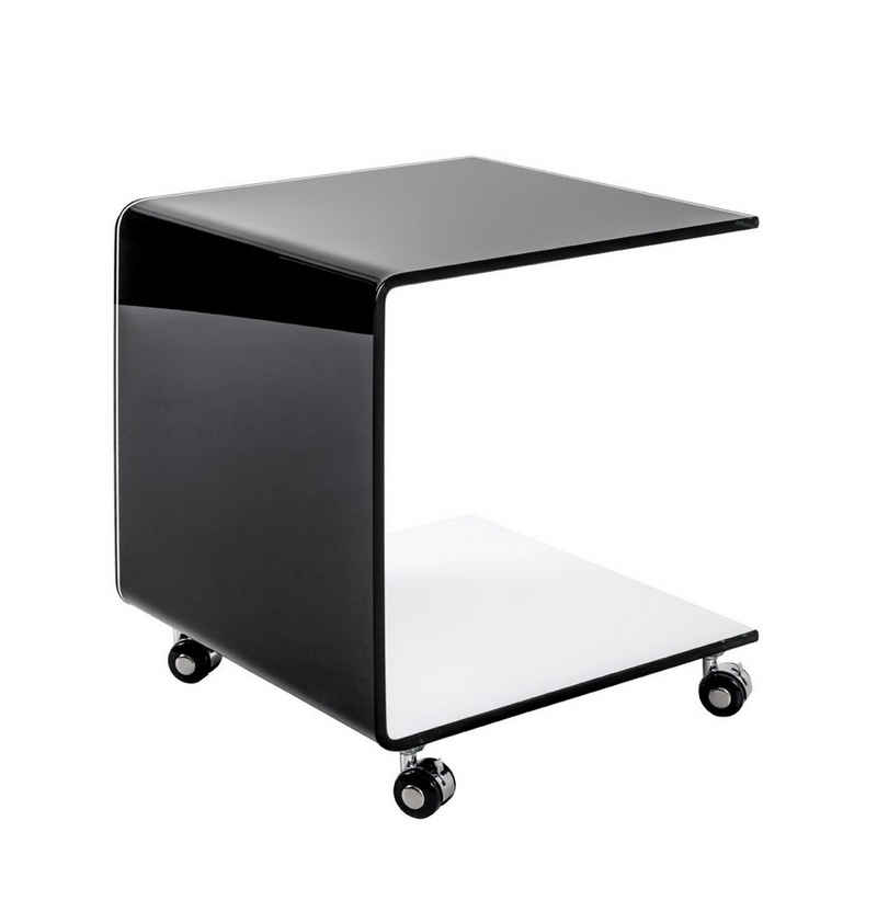 HAKU Beistelltisch HAKU Möbel Beistelltisch auf Rollen - schwarz-weiß - H. 49cm x B. 42cm