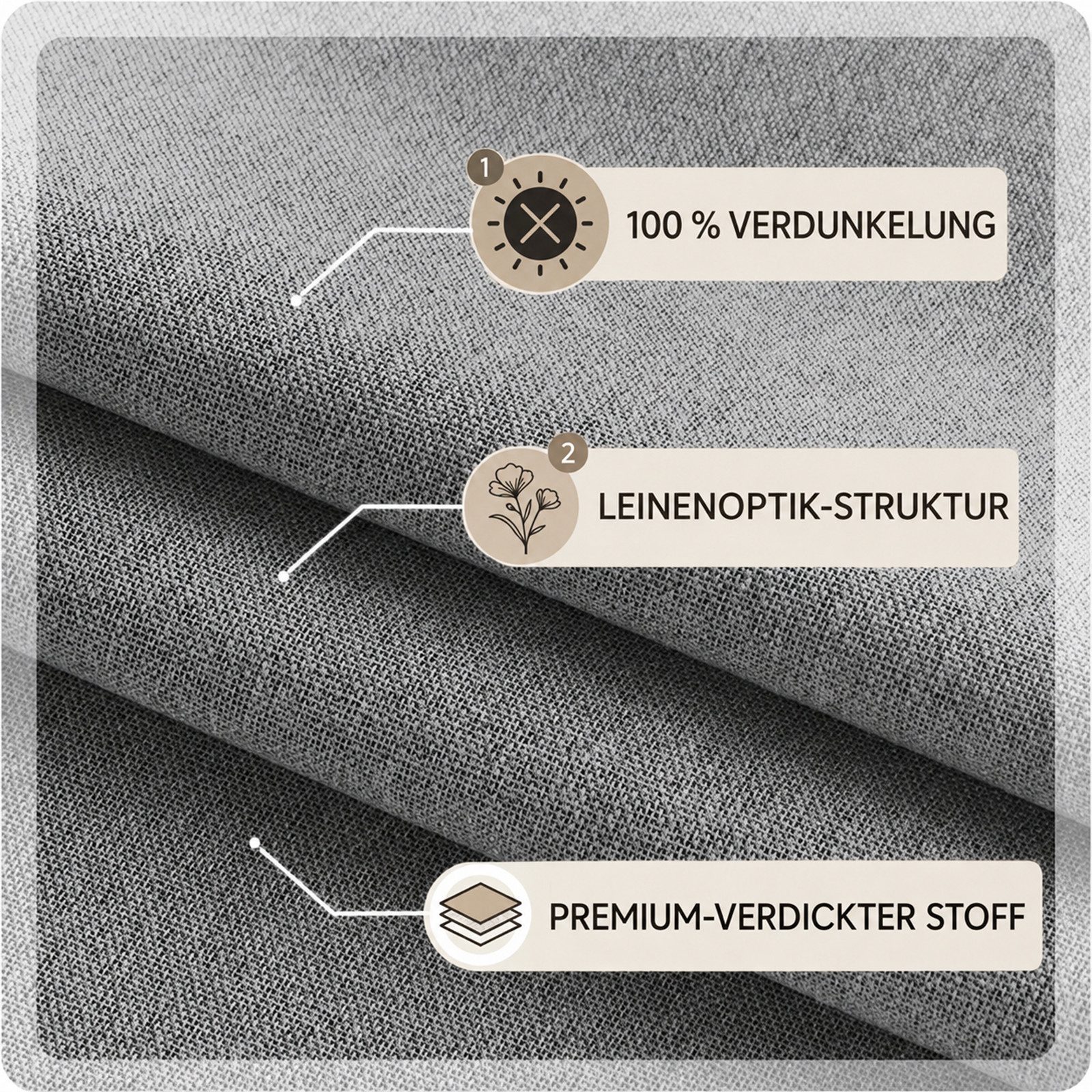 LMaxhome Gardine Verdunkelungsvorhang mit Schiene, 100 % Blickdicht mit Thermoschutz, Extra breiter Raumteiler-Vorhang für Büro, Wohn- und Schlafzimmer – Bild 3 von 5