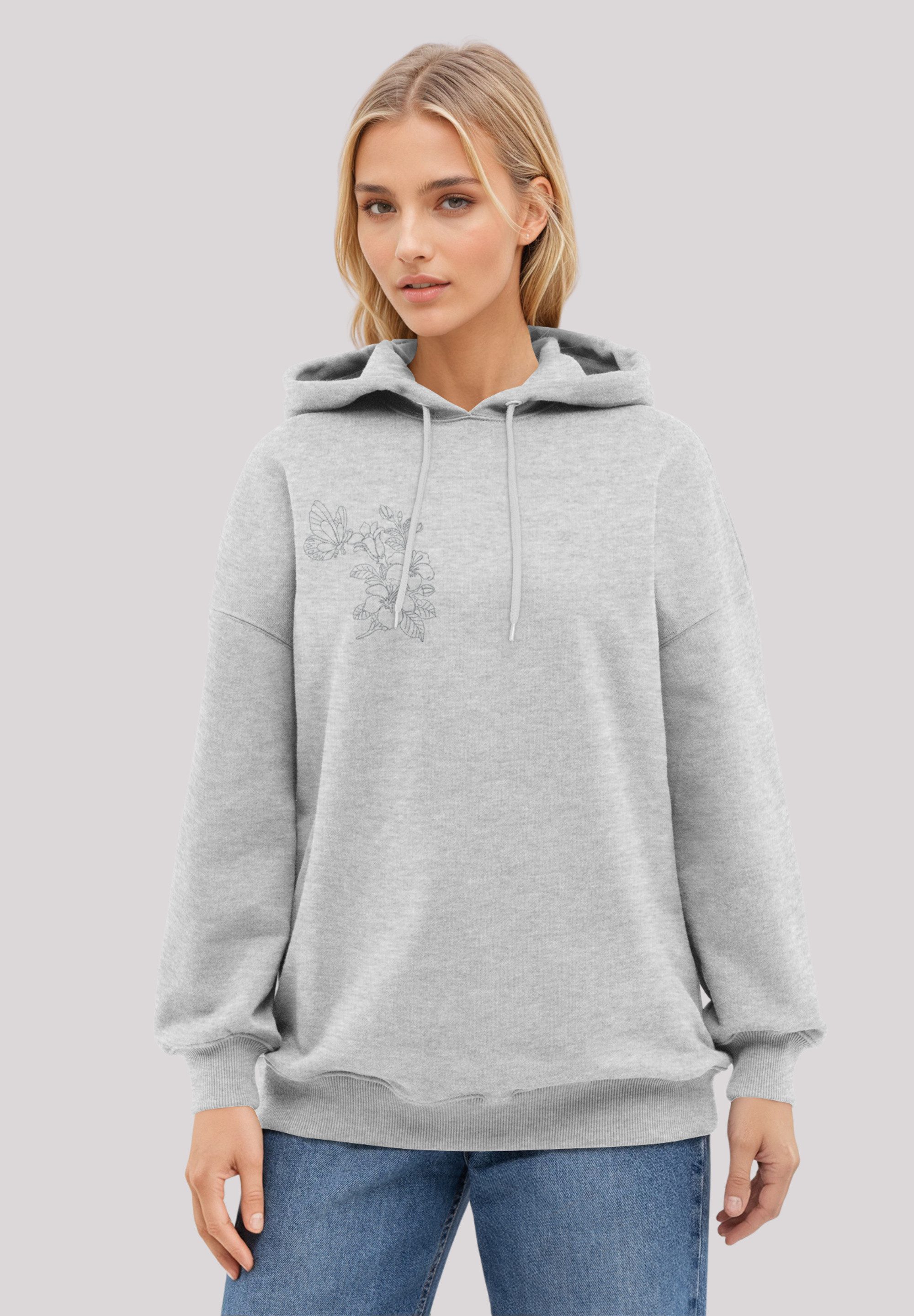 F4NT4STIC Kapuzenpullover Schmetterling Blumen bestickt bestickt, Premium Qualität