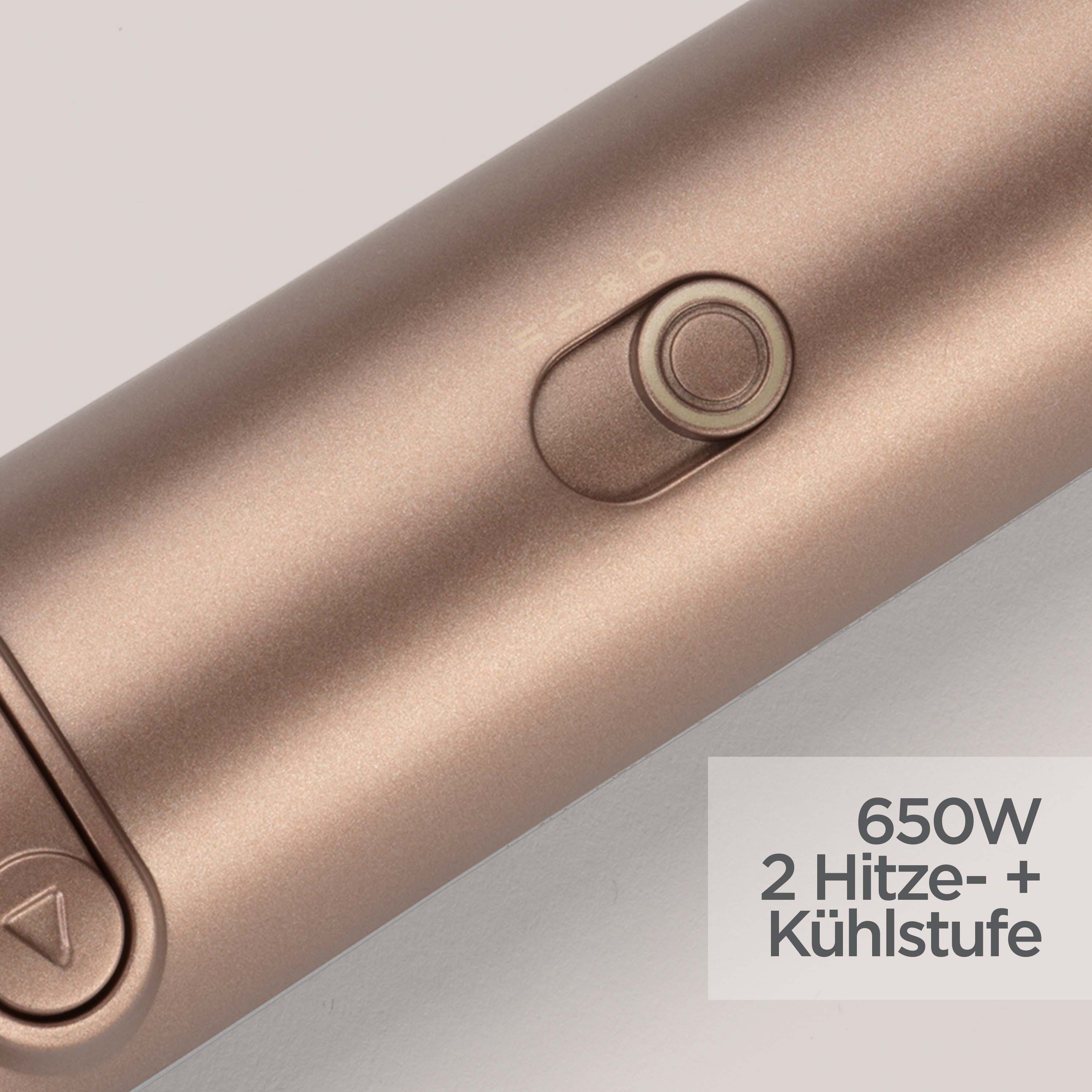 BaByliss Warmluftbürste BaByliss Big Hair Dual Warmluftbürste rotierend, AS952E, Rotierender Rundbürstenföhn mit Ionen, 2 Aufsätze für Volumen, 650 W goldfarben