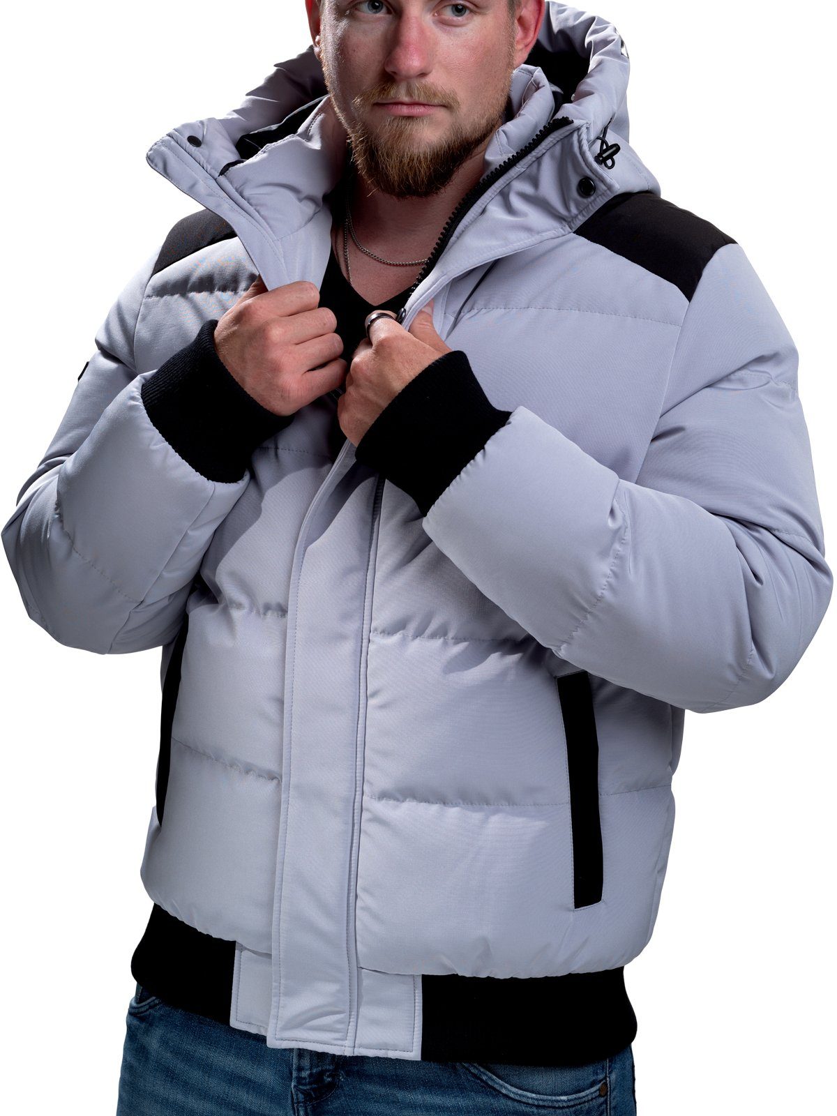 Poolman Winterjacke Jacke mit Kapuze P2304.765 Blouson mit kontrastfarbenden Details – Bild 5 von 5