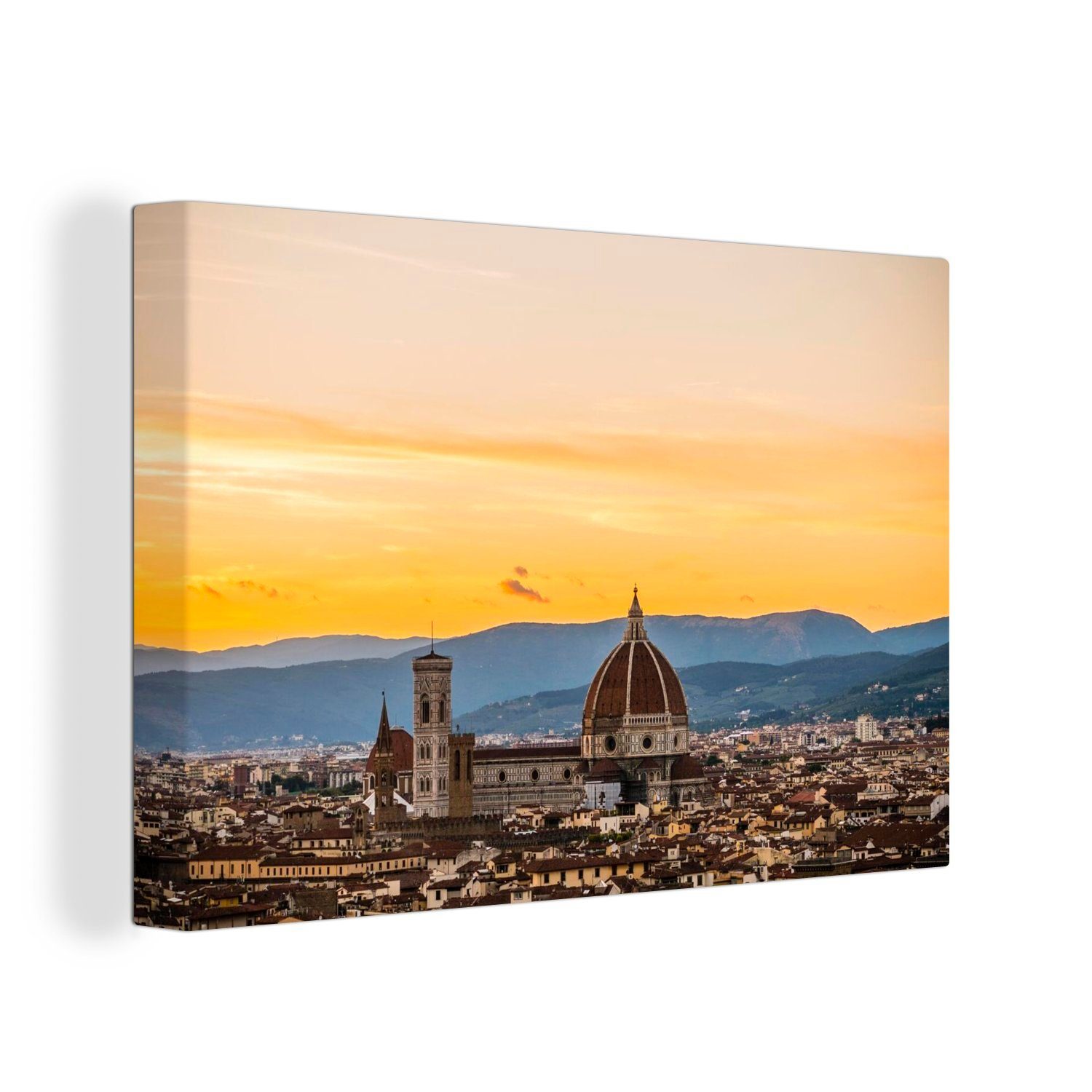 OneMillionCanvasses® Leinwandbild Florenz - Sonne - Kathedrale, (1 St), Wandbild Leinwandbilder, Aufhängefertig, Wanddeko, 30x20 cm