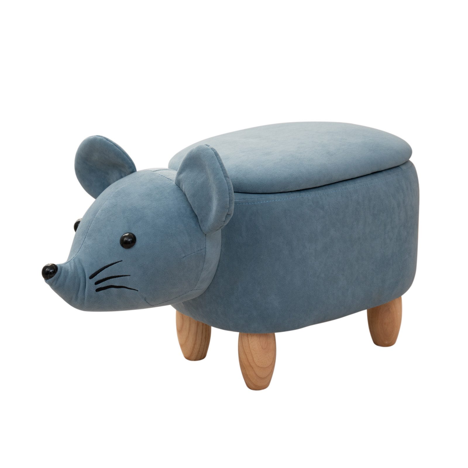 SVITA Kinderhocker Tierhocker, mit Stauraum, Sitzhocker, Sitztruhe, Maus Blau