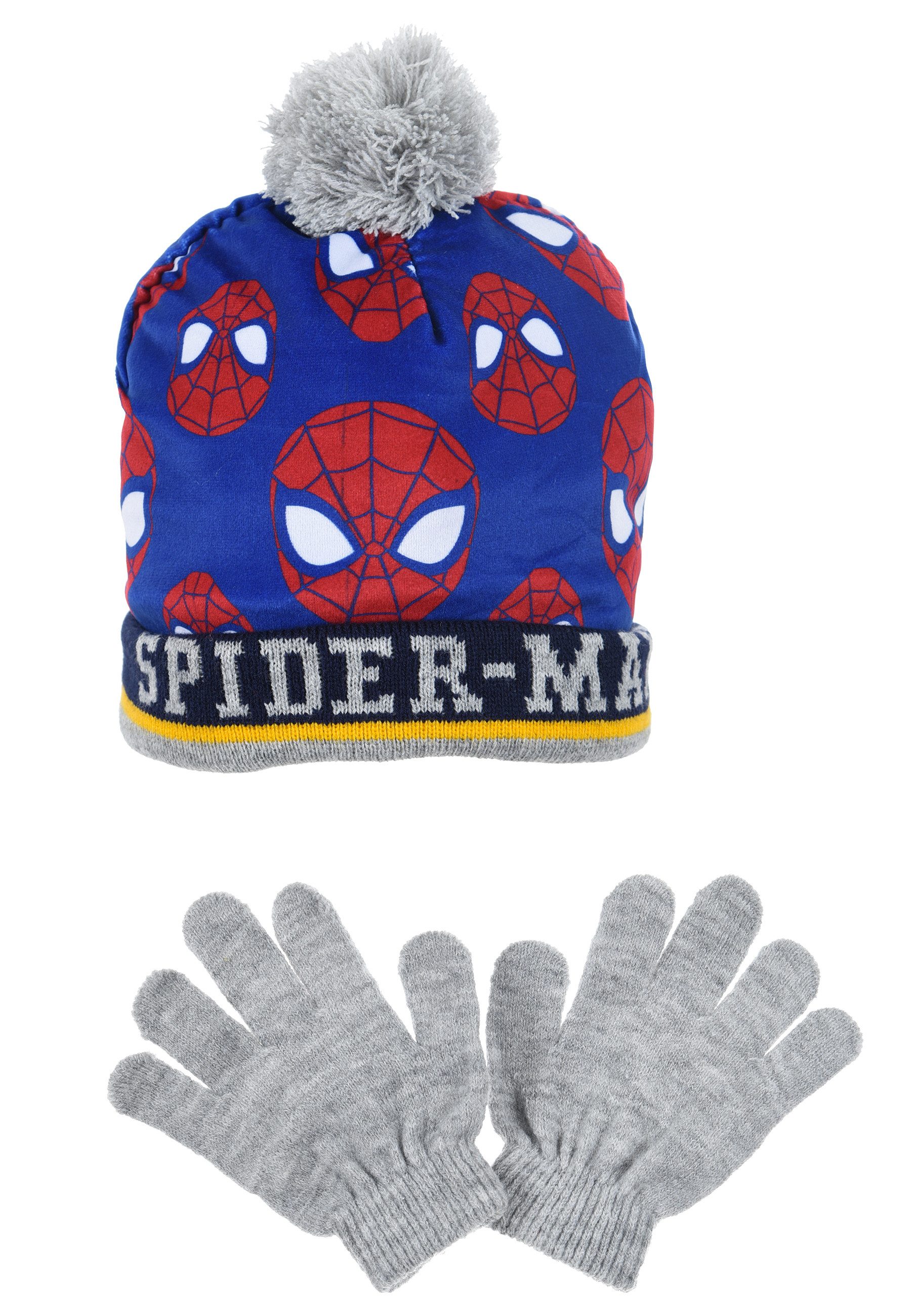 Spiderman Mütze & Schal Kinder Jungen Winter-Set Mütze Handschuhe (SET, 2-tlg)