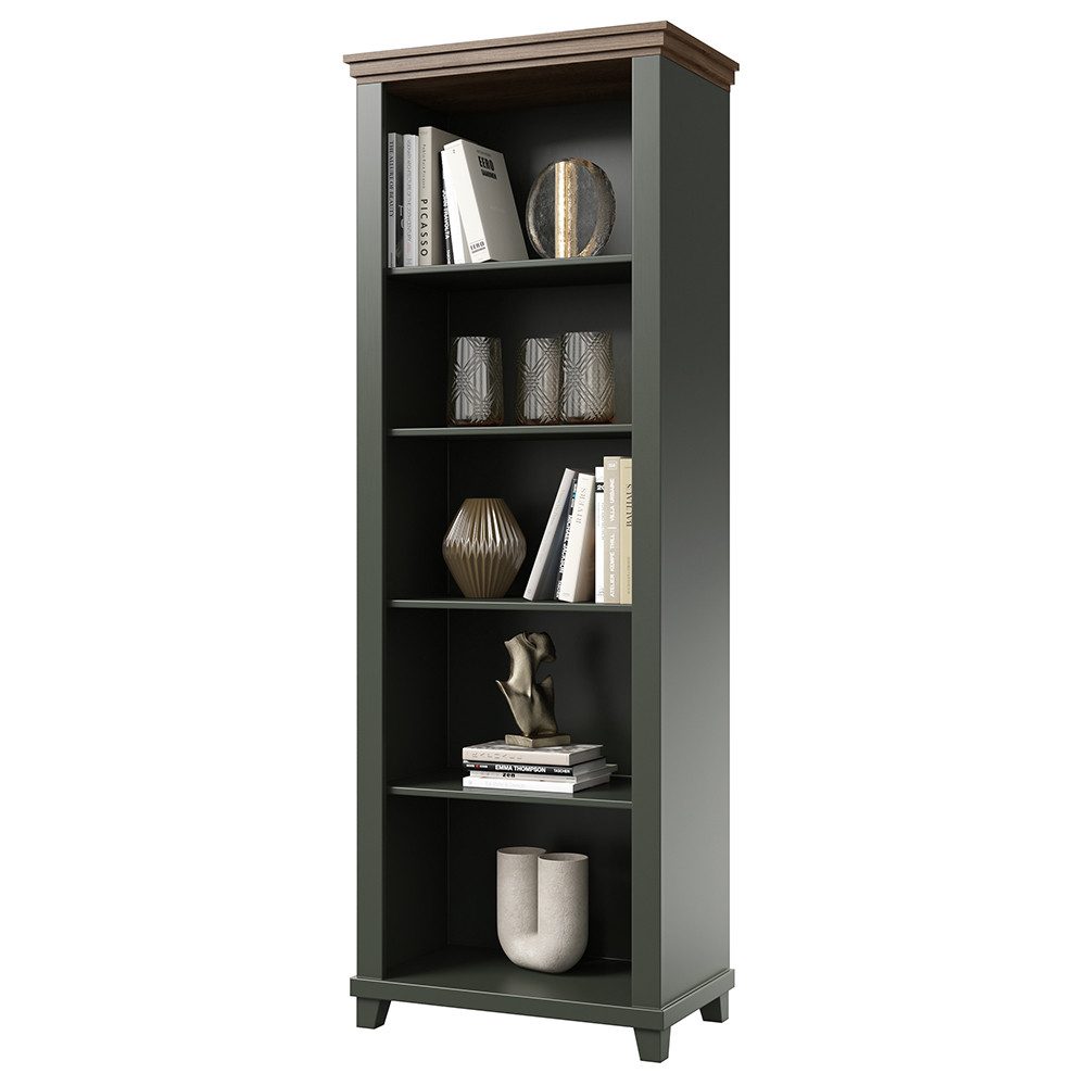 Lomadox Aktenregal EPSOM-83, in grün mit Eiche, 5 offene Fächer, ABS-Kanten günstig online kaufen