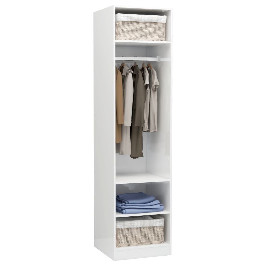 50x50x200 vidaXL (1-St) Kleiderschrank Holzwerkstoff Kleiderschrank cm Hochglanz-Weiß