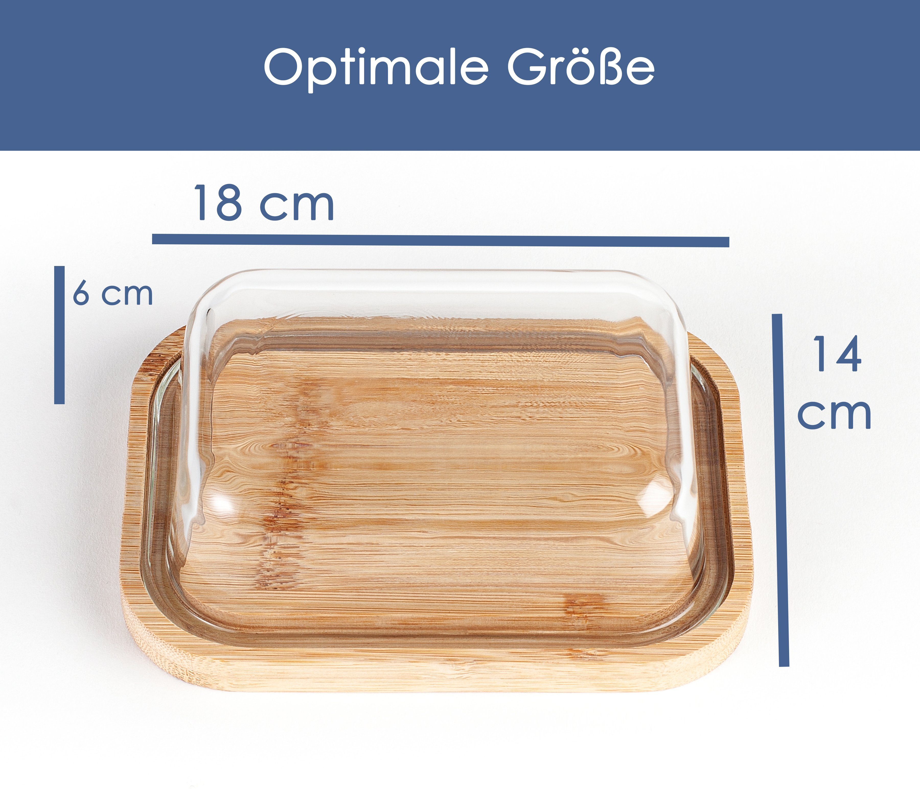 Butterdose mit Holzdeckel, Butterglocke für 250 g Butter, Multi