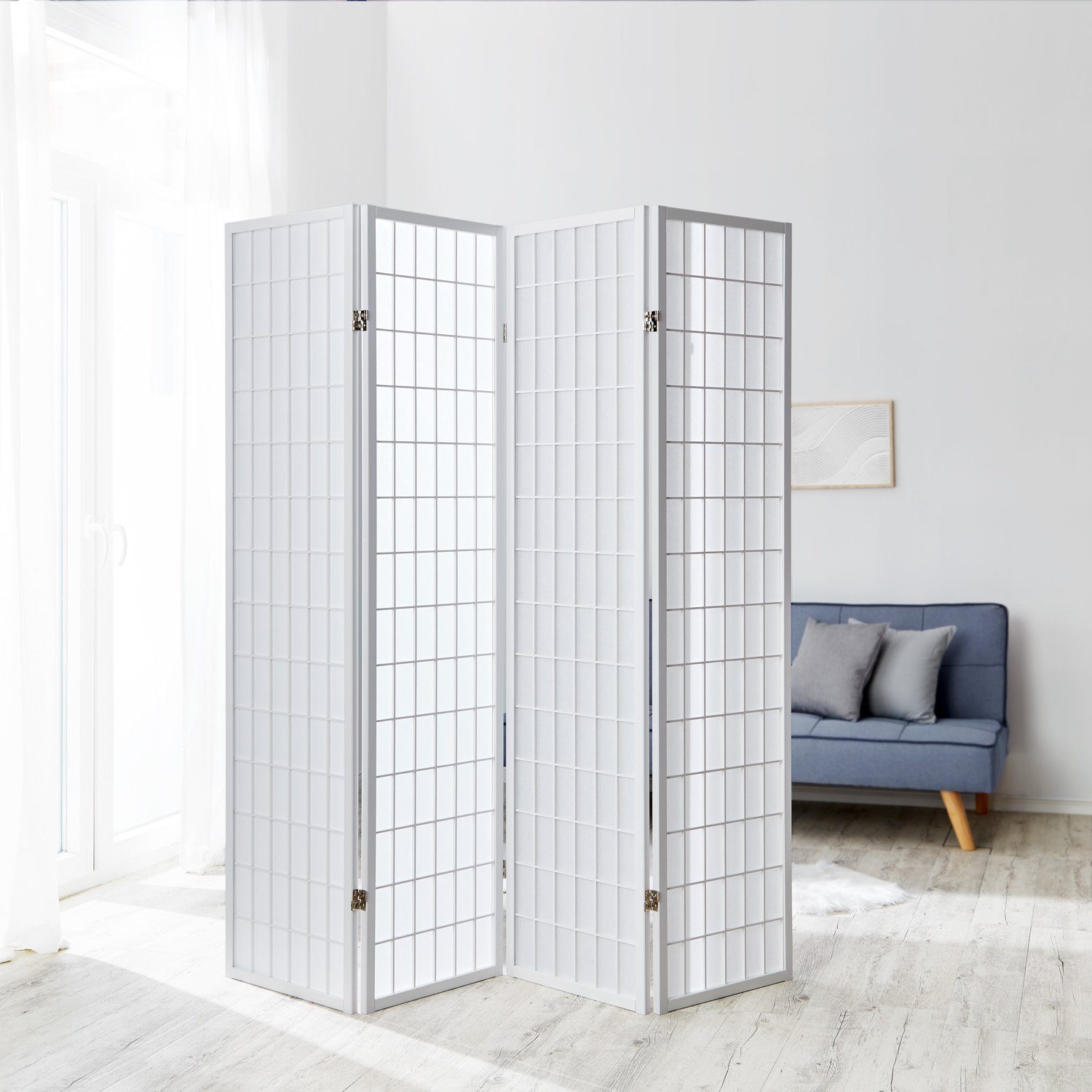 Homestyle4u Paravent Holz Raumteiler Trennwand Shoji Weiß Spanische Wand Si günstig online kaufen