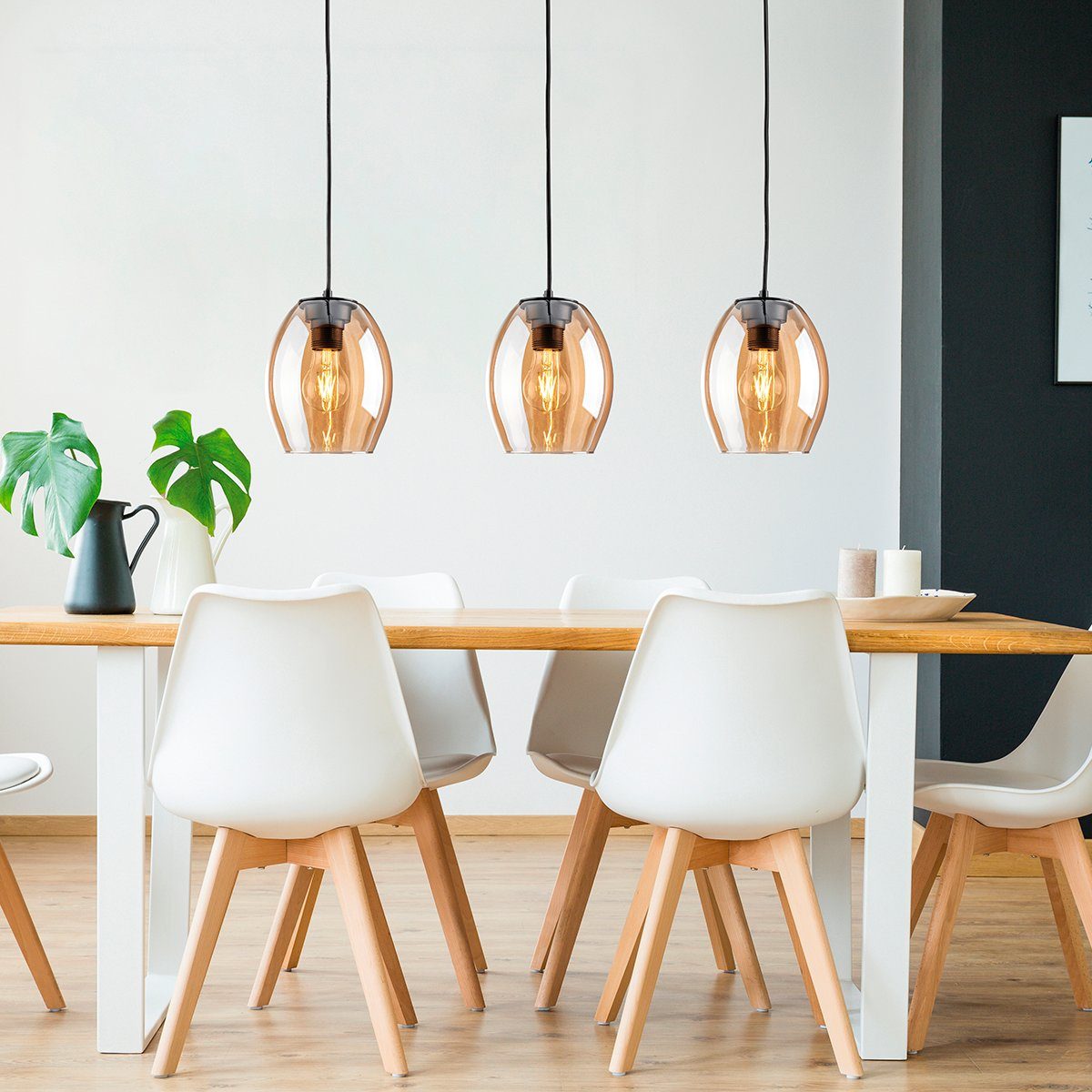 MeLiTec LED Pendelleuchte DP28, LED wechselbar, warmweiß, 3 flammig, mit Le günstig online kaufen