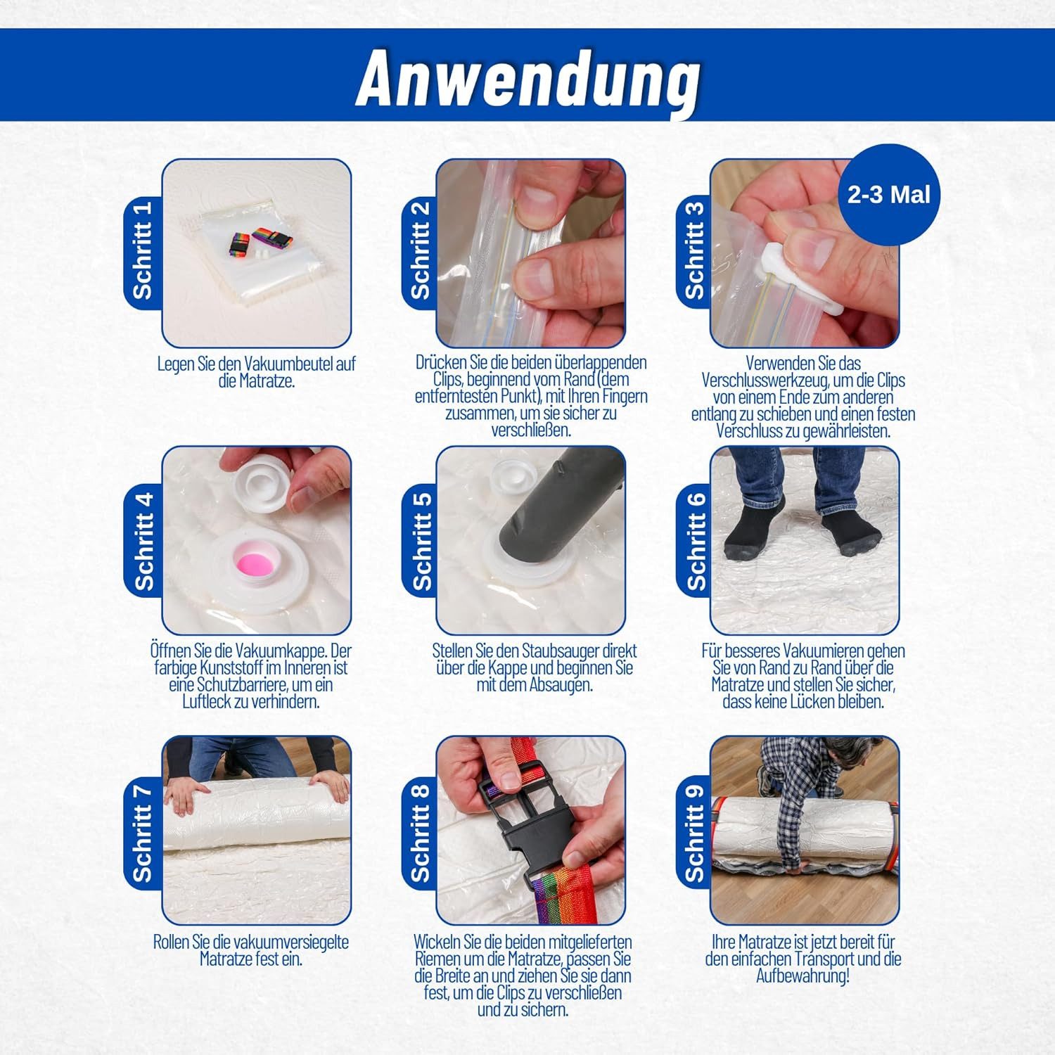 scarnatti Vakuumierbeutel Vakuumversiegelte Matratzenbeutel mit Reißverschluss für Matratzen, Platzsparend für Matratzen 80/90/100x200cm & XXL-Größe 245x130cm – Bild 3 von 5