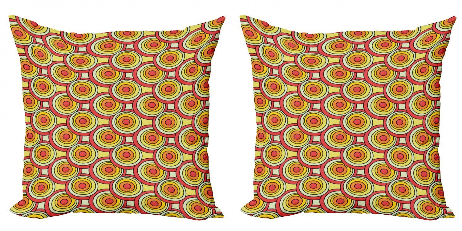 Mode-Design Kissenbezüge Modern Accent Doppelseitiger Kreise in warmen Retro (2 Digitaldruck, Abakuhaus Pastelltöne Stück)