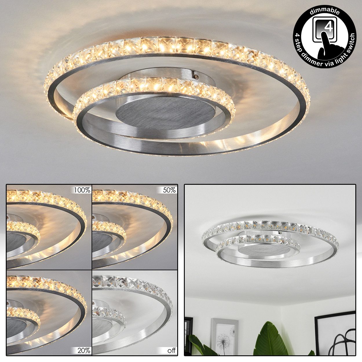 hofstein Deckenleuchte »Paladon« geschwungene Deckenlampe, Metall/Kunststof günstig online kaufen