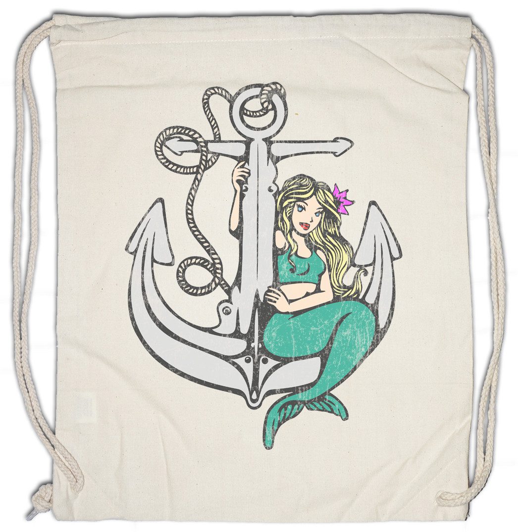 Turnbeutel Mermaid Anchor Turnbeutel Sailor Segler Seemann Tattoo Meerjungfrau