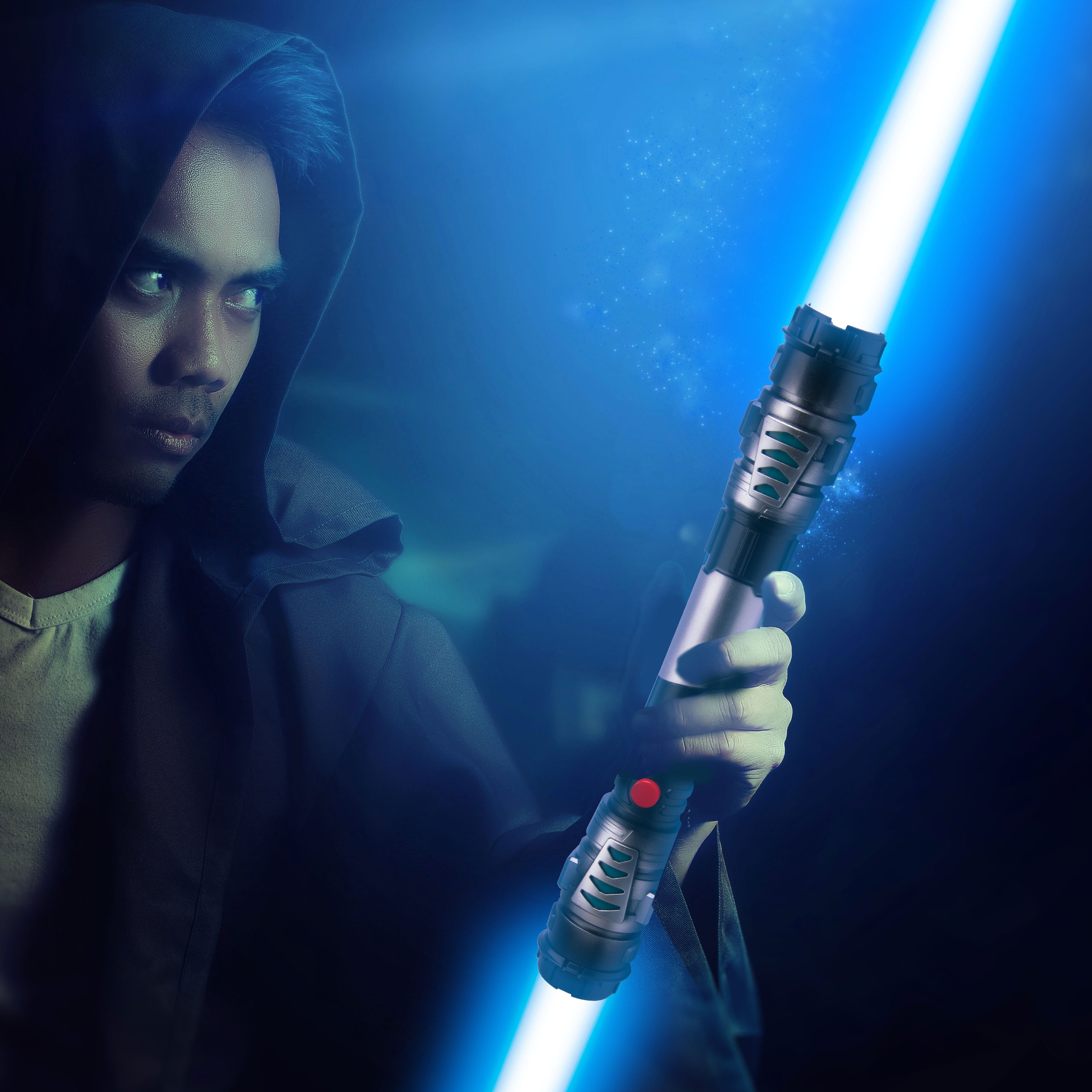 Goods+Gadgets Lichtschwert GOODS+GADGETS 138 cm Doppelklingen Laserschwert mit Sound & Licht (Laser Sword, 138 cm), mit Licht & Sound
