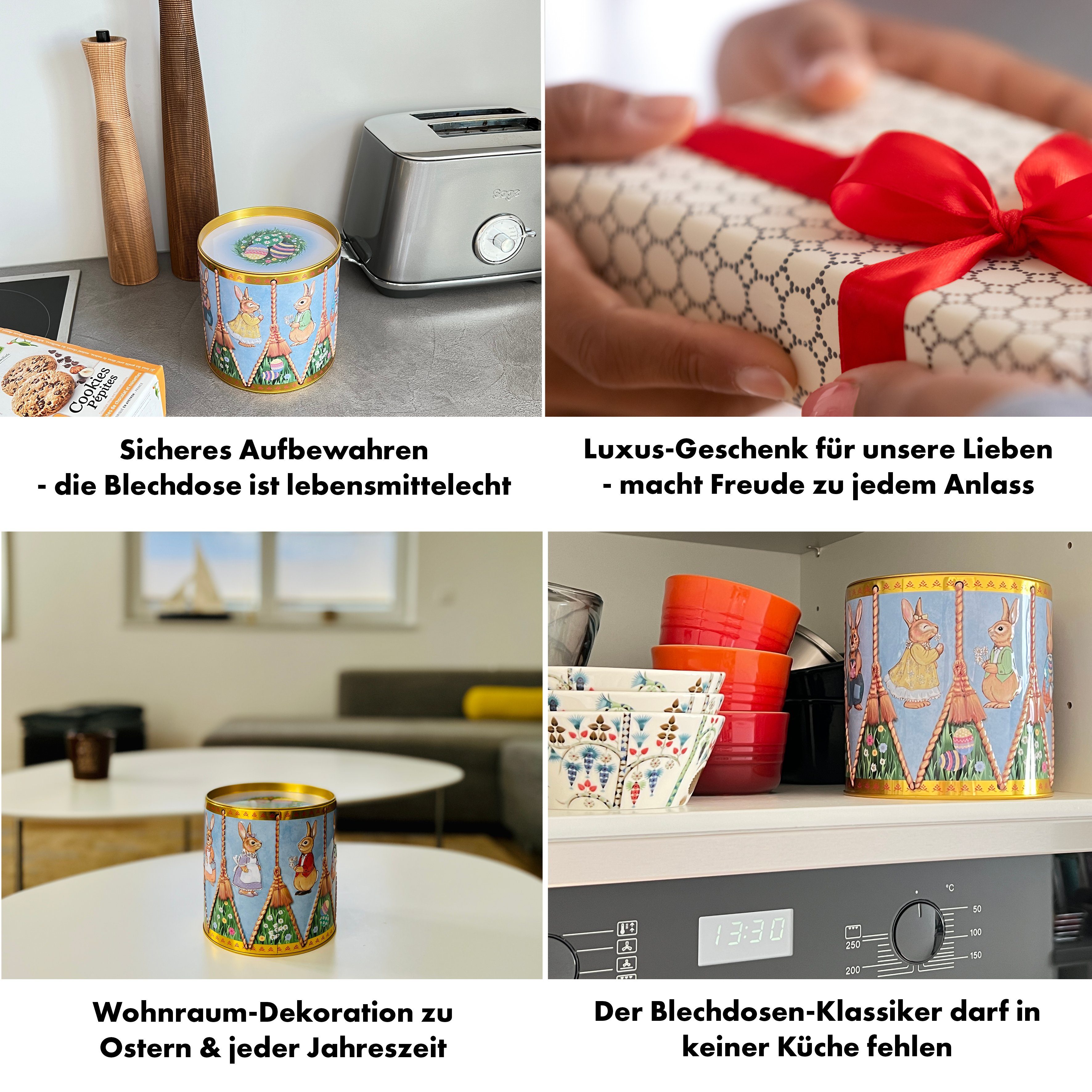 POWERHAUS24 Keksdose Klassische zylinderförmige Blechdose, zuckersüße, Blech