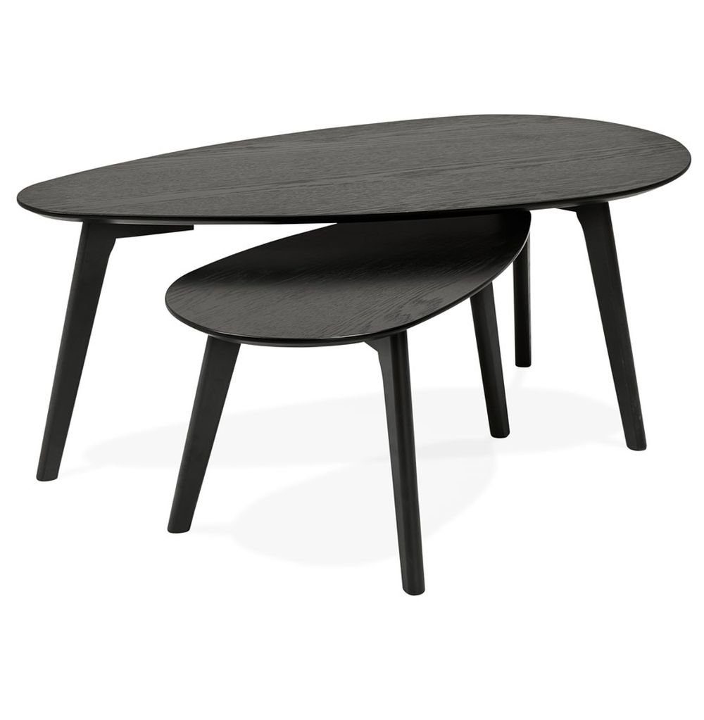 KADIMA DESIGN Beistelltisch FLORA Tischset Holz Schwarz (black) 50 x 100