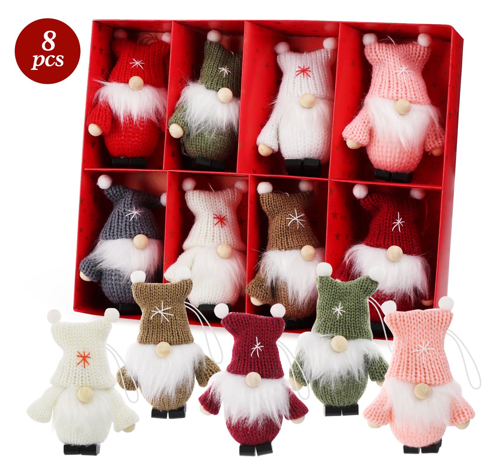 Homewit Christbaumschmuck Weihnachten Plüsch Elfen 8 Stück Set Ornamente