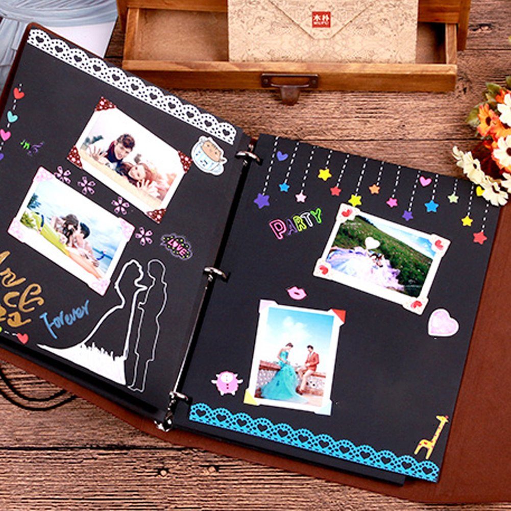 OSTWOLKE Fotoalbum Leder Fotoalbum zum Selbstgestalten Scrapbook Album Seiten Fotobuch (1-St)