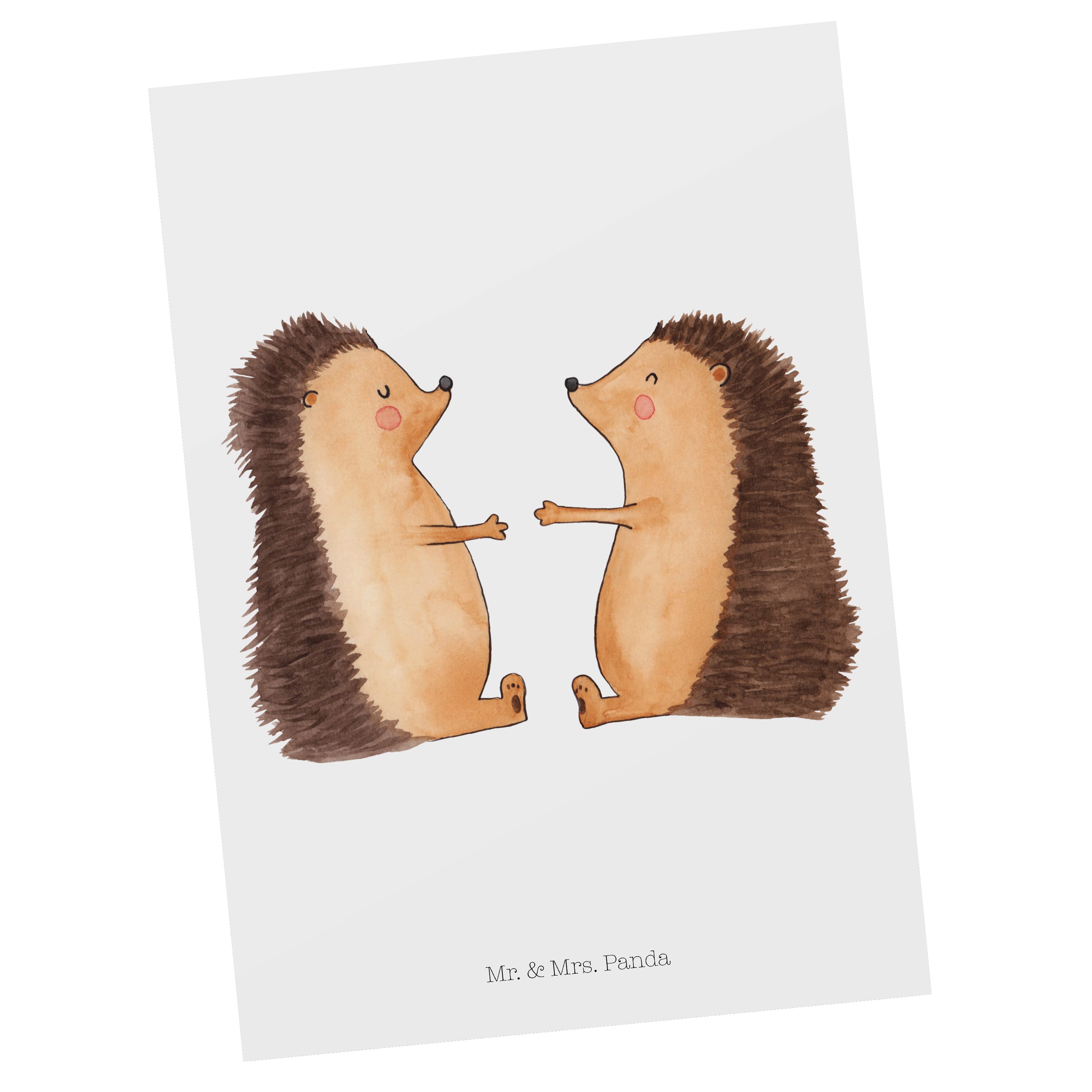 Mr. & Mrs. Panda Postkarte Igel Liebe - Weiß - Geschenk, Verlobung, Dankeskarte, Ehemann, Gesche