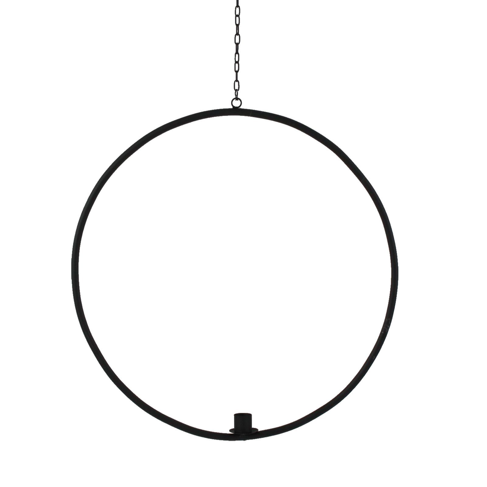 Werner Voß Wanddekoobjekt Metallring Hoop z. Hängen m. Stabkerzentülle, schwarz, D.43 cm