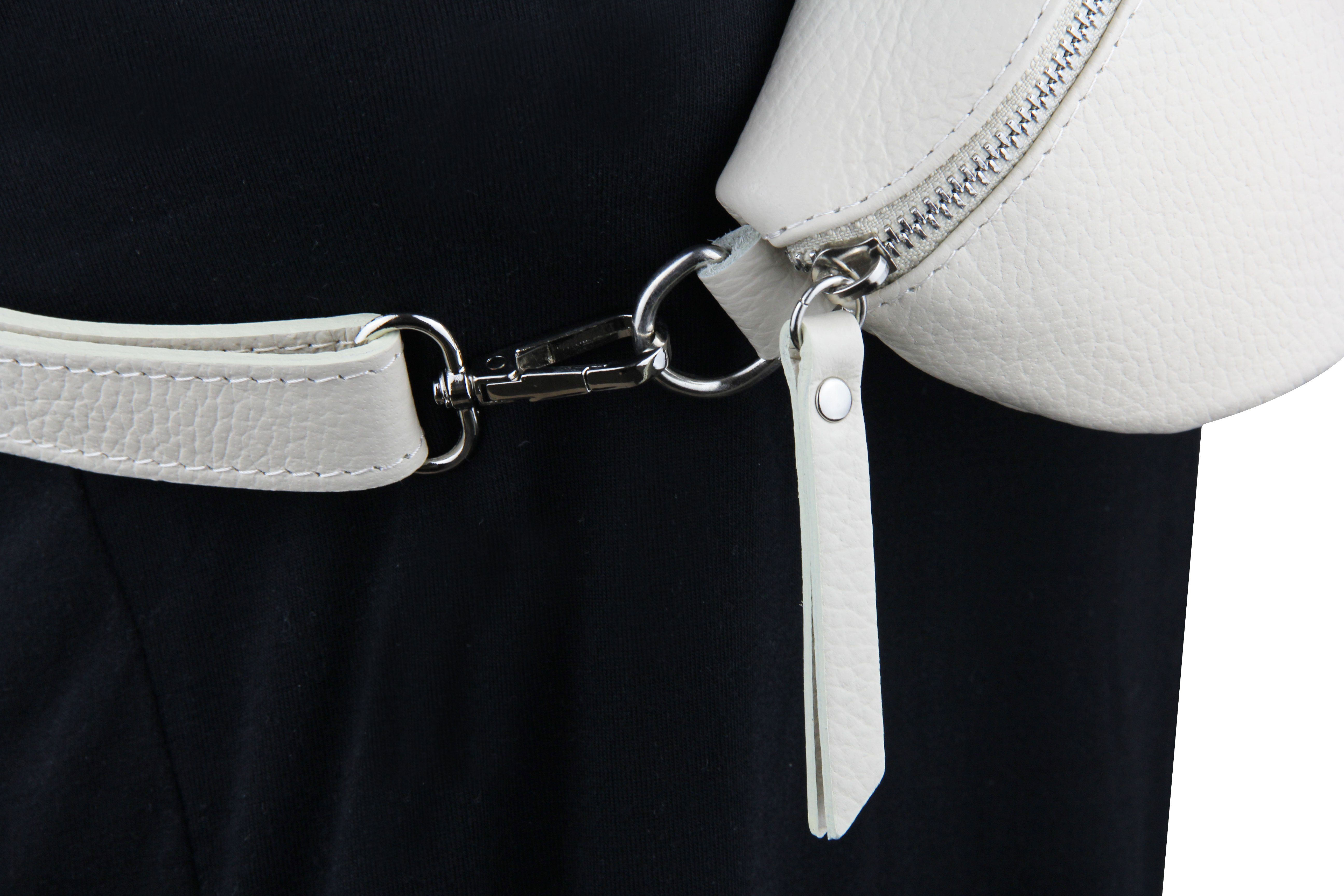 Frentree Umhängetasche Damen aus Echtleder, Made in Italy, Crossbody Schulter/Bauchtasche, mit silbernem Reißverschluss, verstellbarer Schulterriemen, Größe Min – Bild 3 von 5