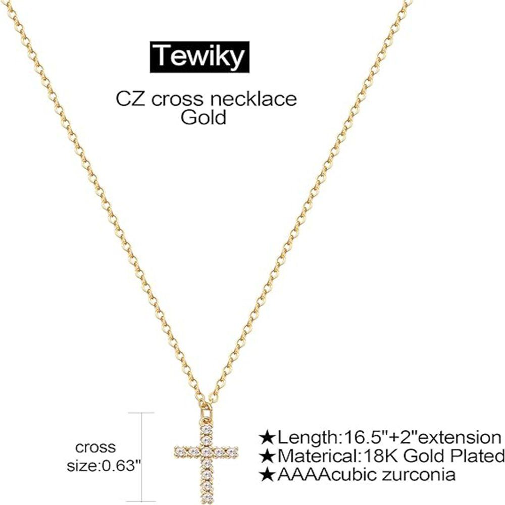 Halskette Kreuz Anhänger Gold 18k Haiaveng einfache Choker überzogene (1-tlg) Charm-Kette