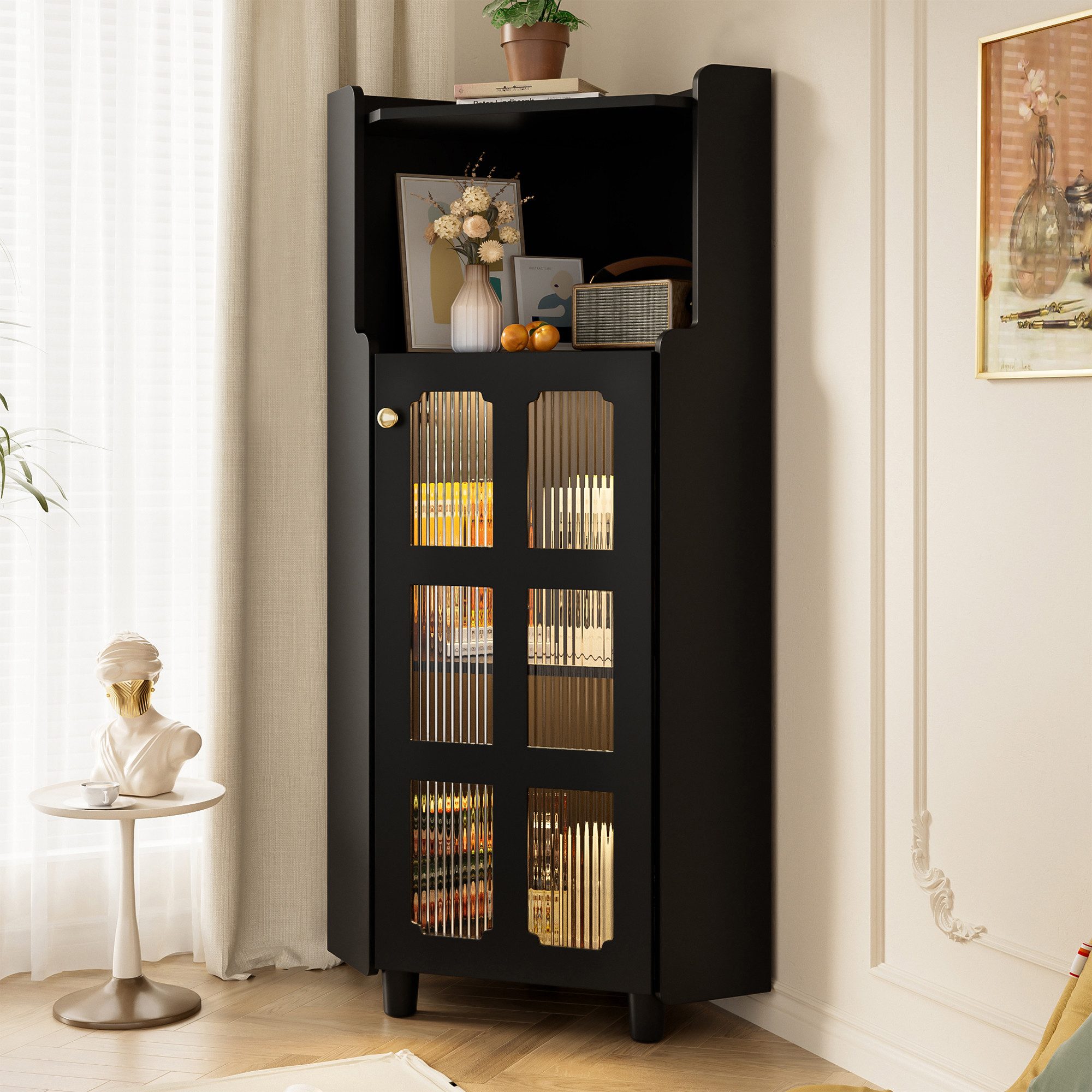 REDOM Vitrine Smart Eckschrank mit App-Steuerung & LED-Beleuchtung (Packung günstig online kaufen