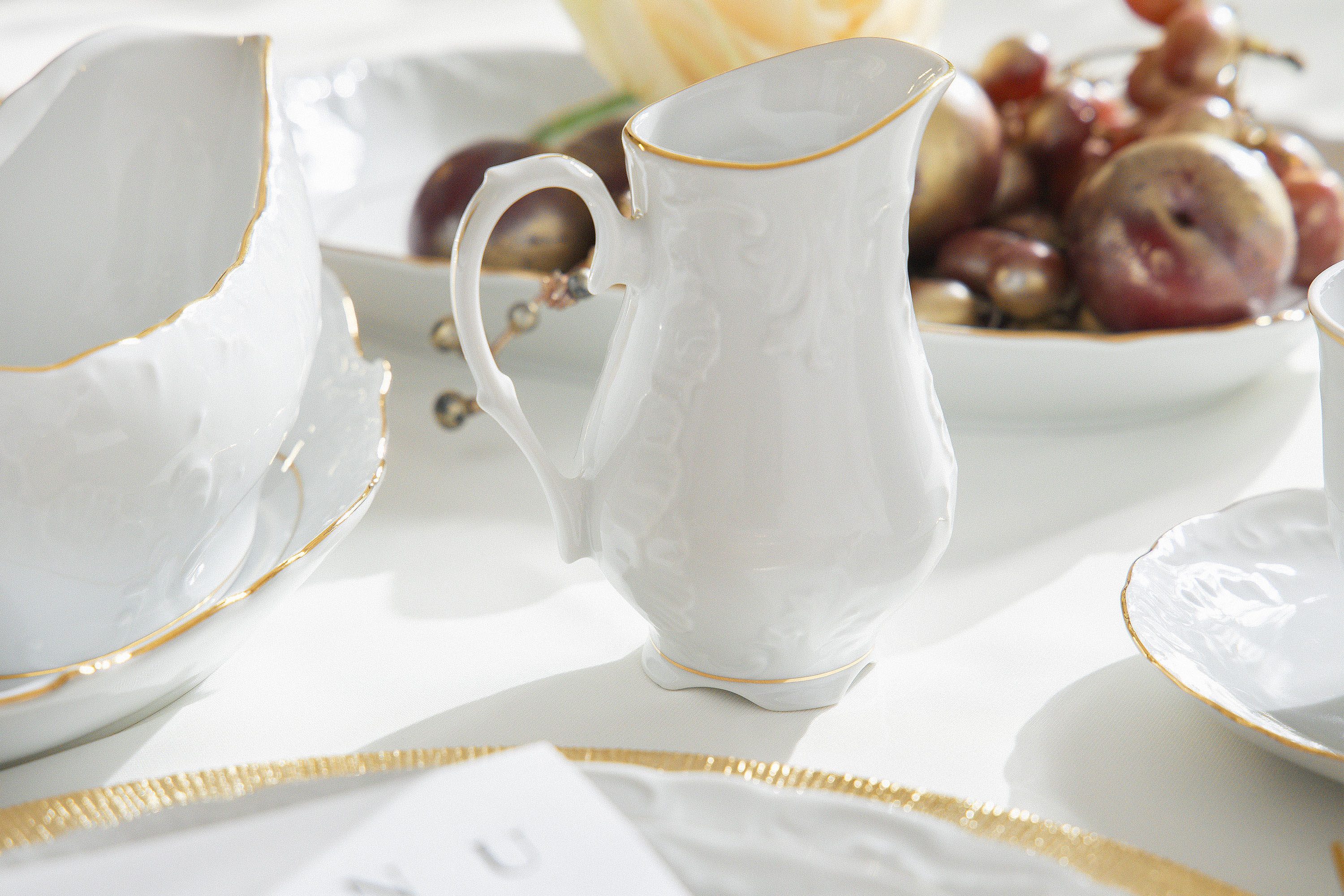 KONSIMO® Milchkännchen CMIELOW ROCOCO Milchkrug, Milchkanne, 0.3 l, in echtem Gold bemalt, Hochwertiges Premium-Porzellan mit Deckel