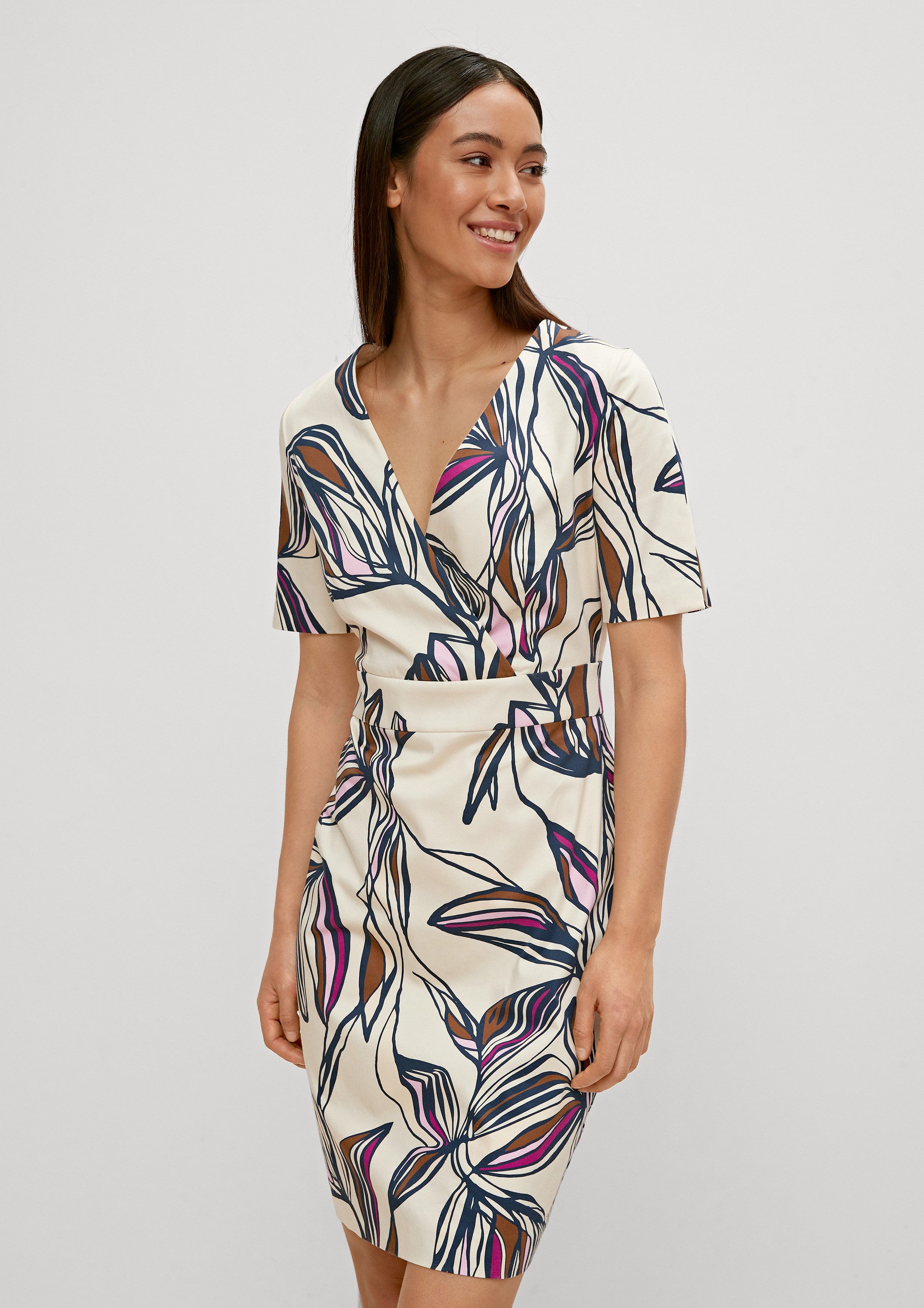 comma Minikleid Kleid Etuikleid mit floralem Muster günstig online kaufen