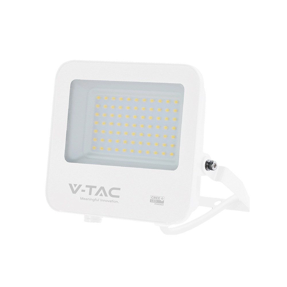 V-TAC LED Flutlichtstrahler, LED-Leuchtmittel fest verbaut, Neutralweiß, LED Flutlichtstrahler Aluminium Weiß IP65 Flutlichtstrahler L 25,3 cm