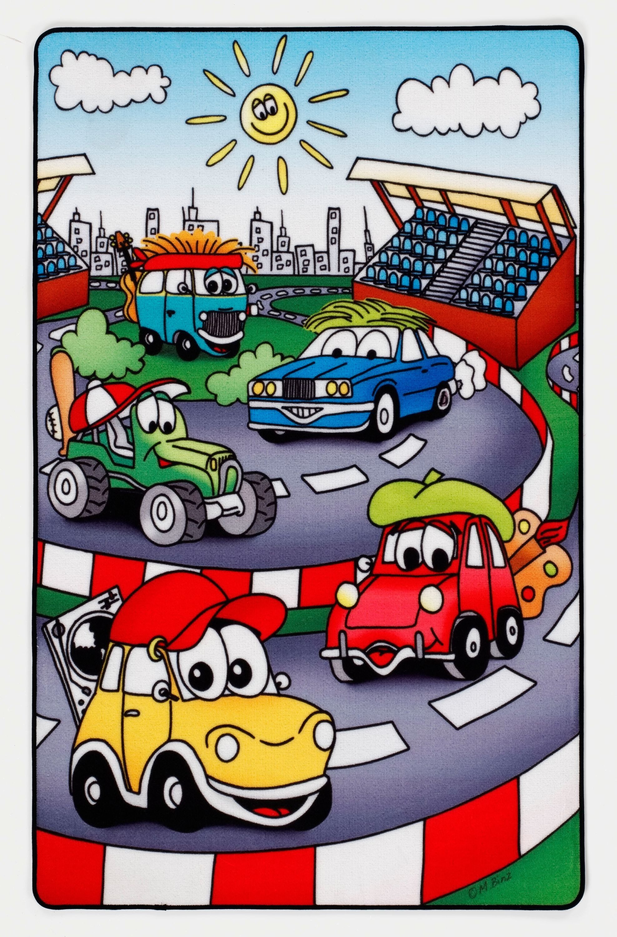 Böing Carpet Kinderteppich Straßenteppich Rennbahn Autos, rechteckig