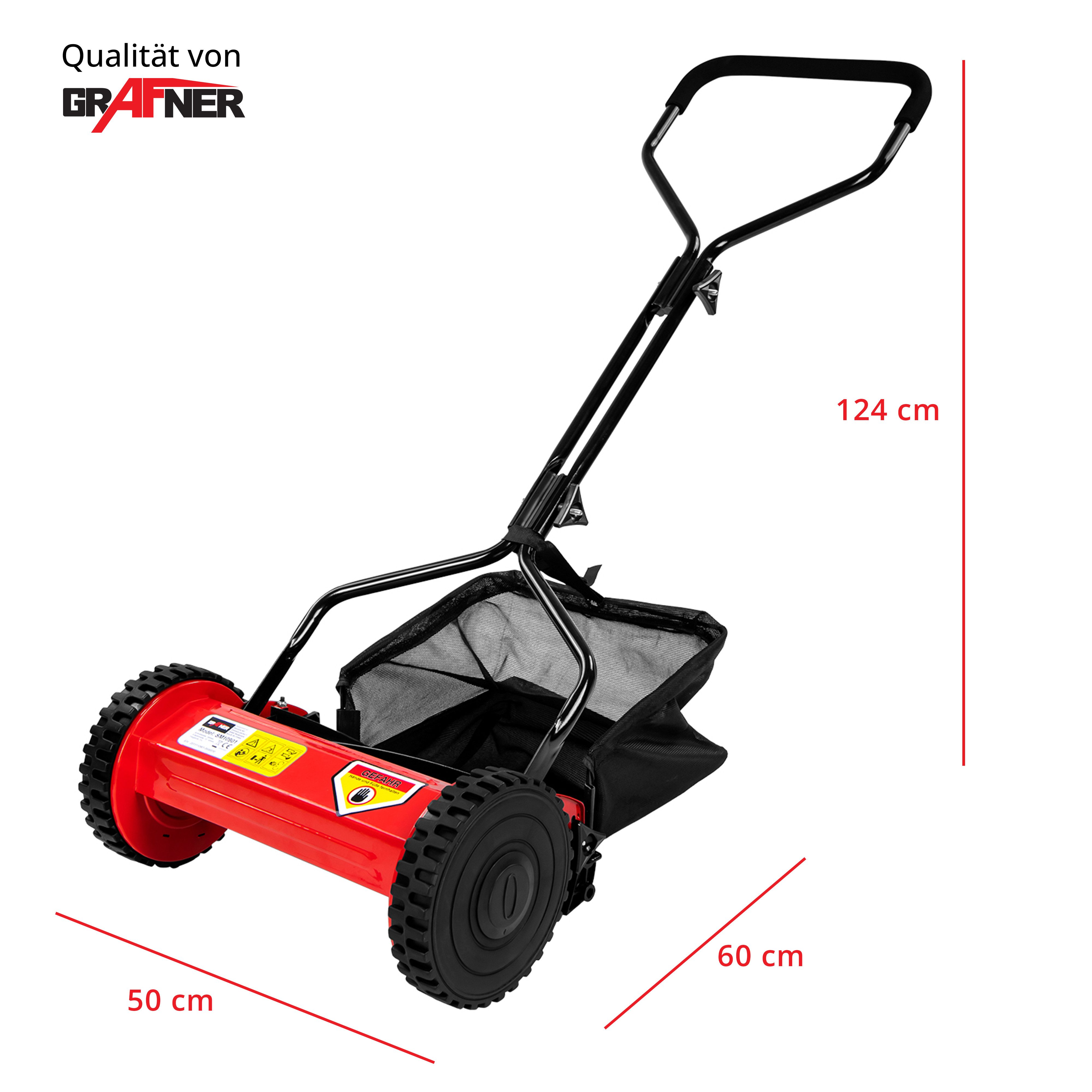 Grafner Spindelmäher Spindelmäher Rasenmäher Handrasenmäher Schnitthöhe einstellbar, 35 cm Schnittbreite, Schnitthöhe einstellbar: 12 - 45 mm