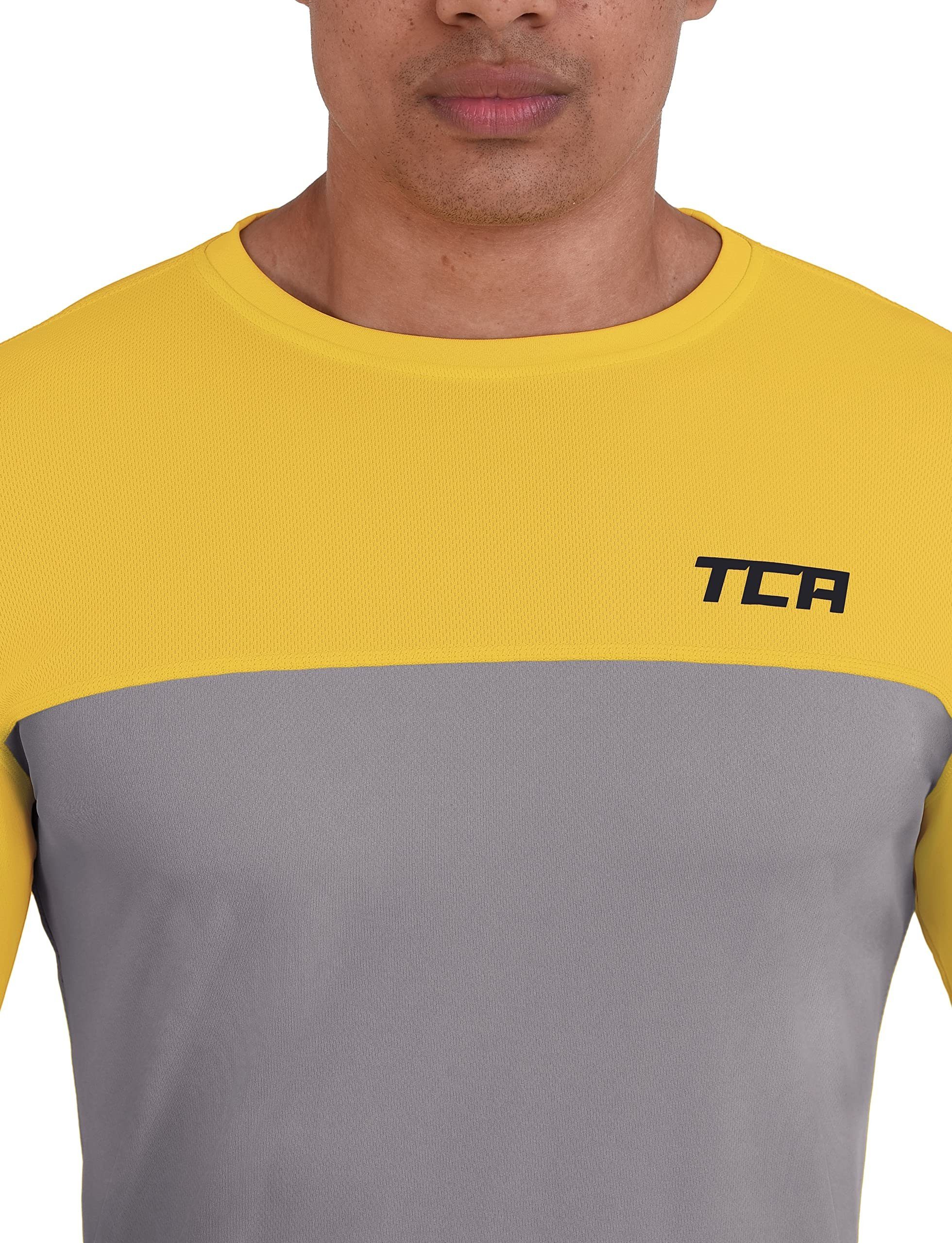 XL Langarm - Laufshirt Langarmshirt TCA Grau/Gelb, Herren TCA