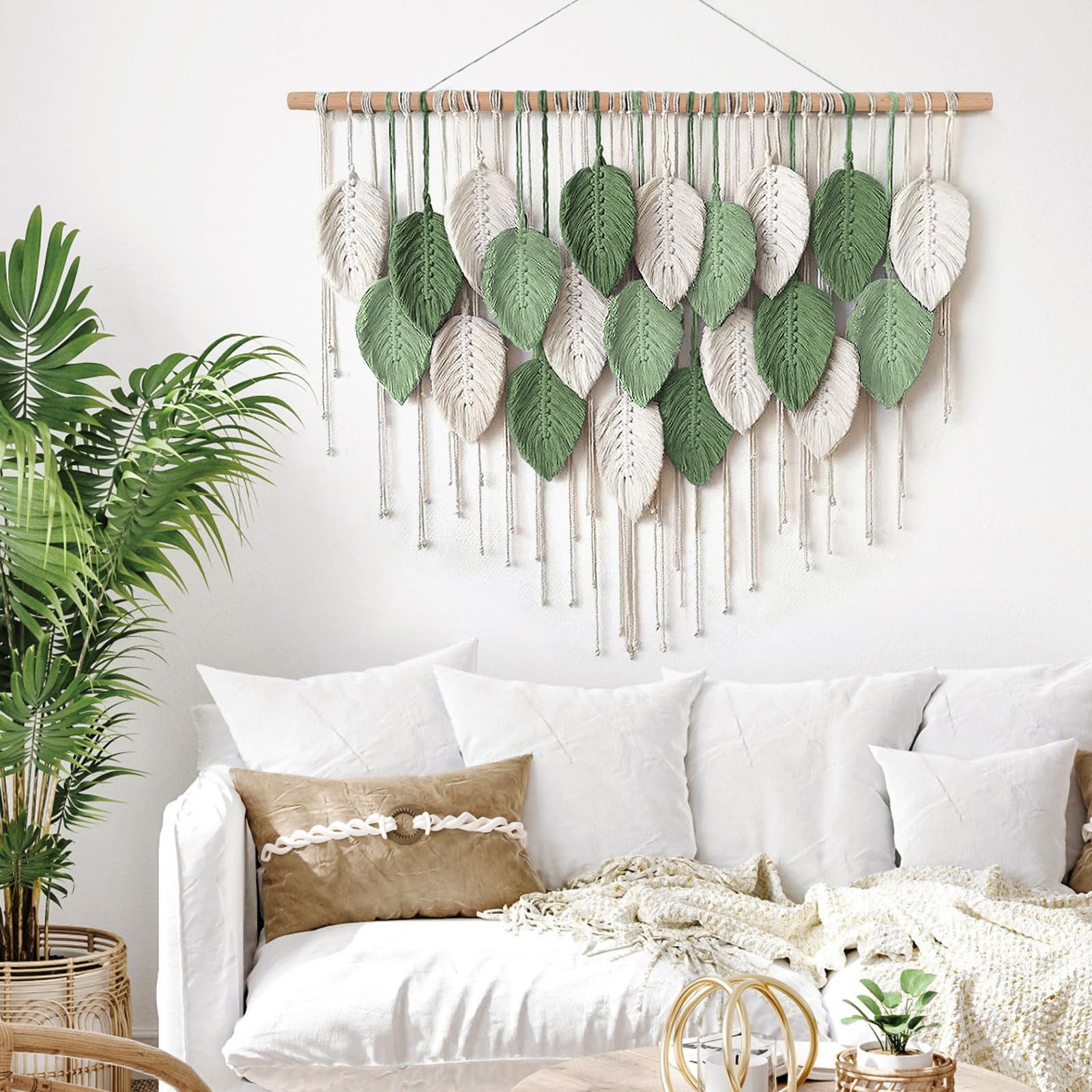 Coonoor Wanddekoobjekt Großer Makramee-Wandbehang, Boho-Blätter, Makramee-W günstig online kaufen