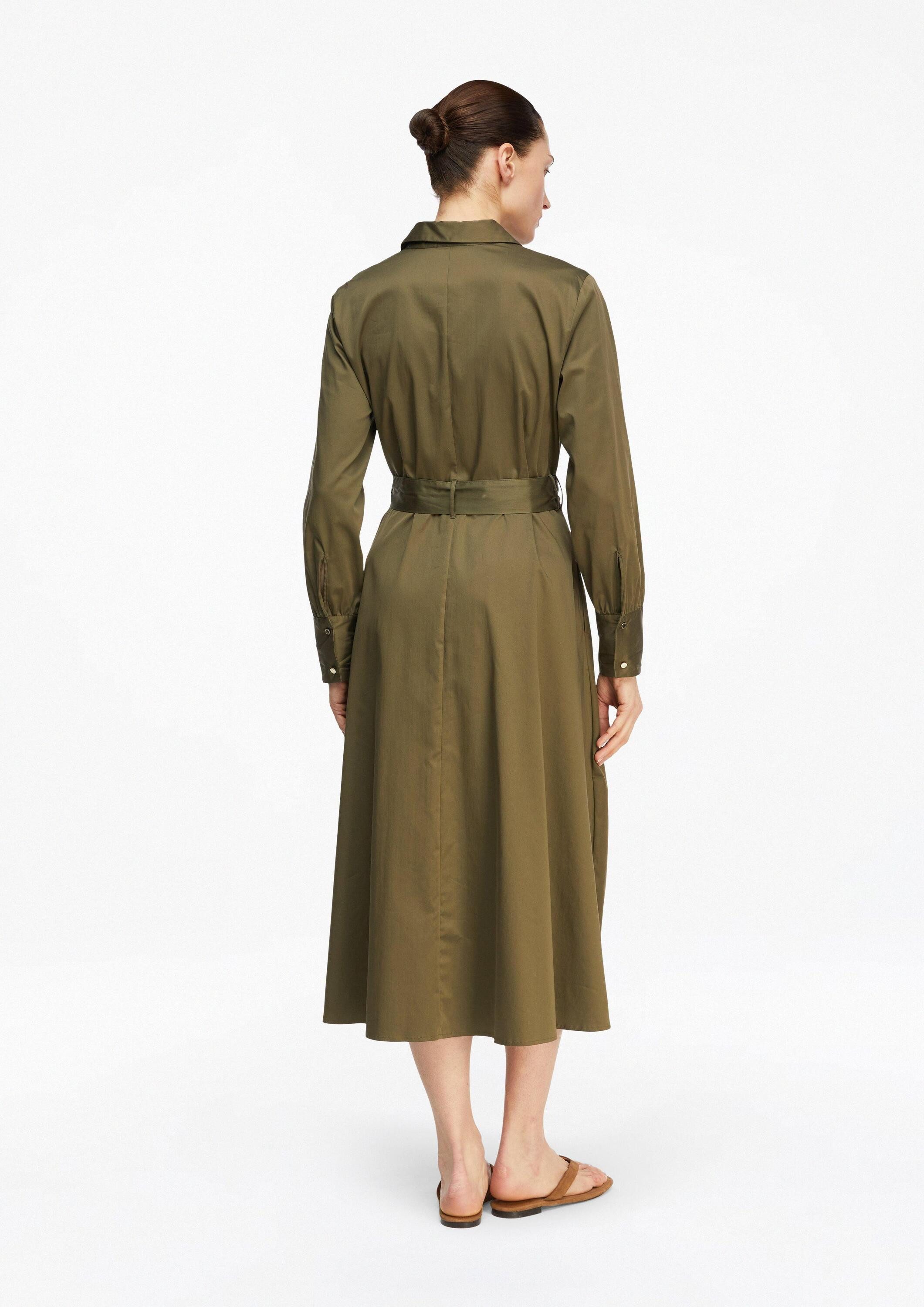 comma Midikleid Kleid Hemdblusenkleid aus Baumwollsatin