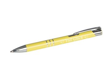 Livepac Office Kugelschreiber 5 Kugelschreiber mit Gravur "Viel Glück" / aus Metall / 5 Pastell-Farb
