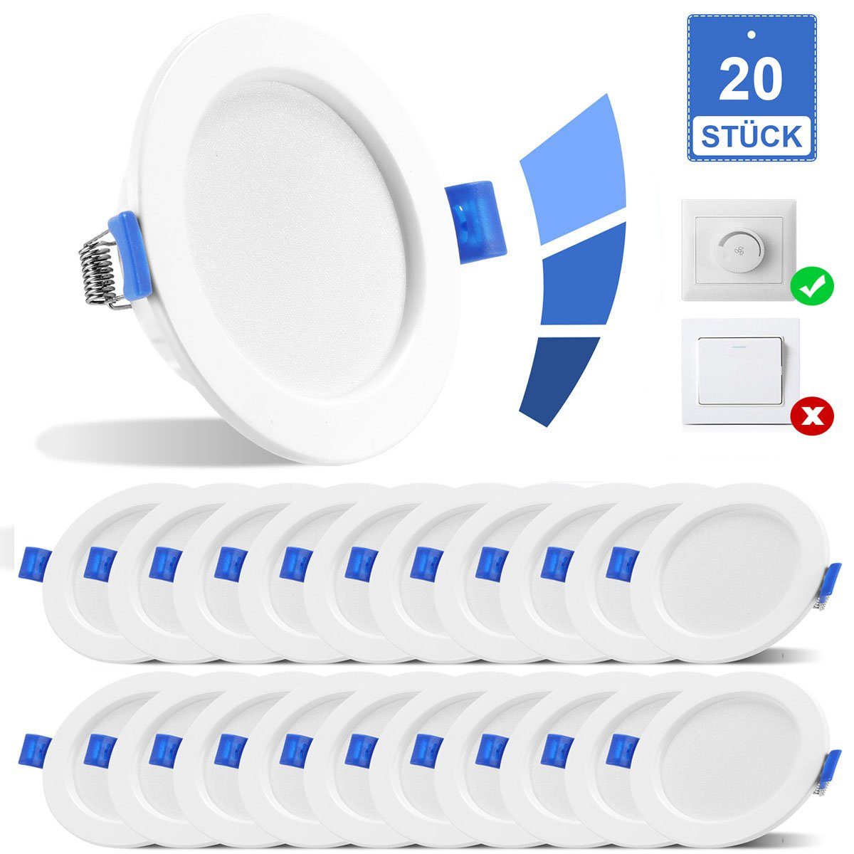 LETGOSPT LED Einbaustrahler 20er Set LED günstig online kaufen
