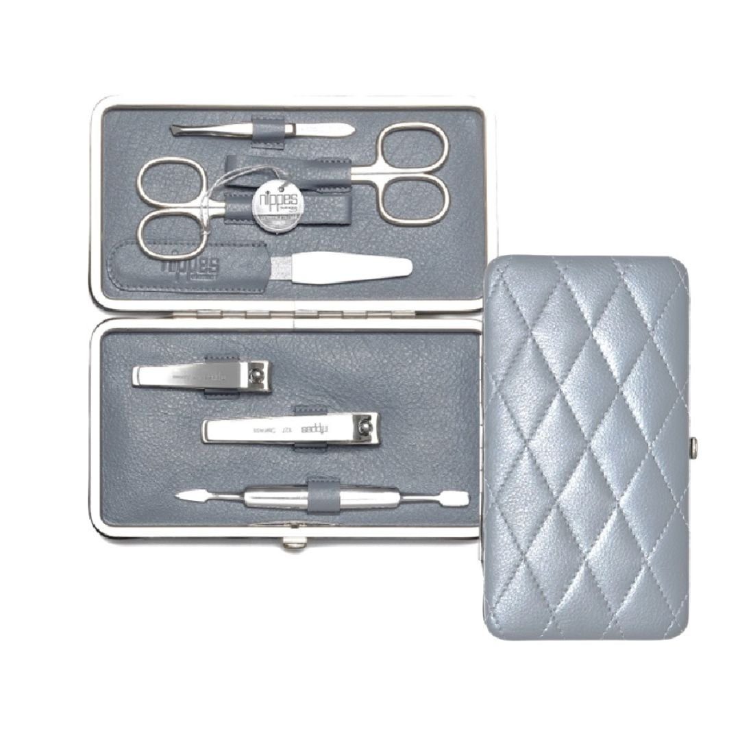 nippes Solingen Maniküre-Etui Maniküre Set RAUTE mit Lamm-Nappa-Etui und Vernickelten Instrumenten, 3 tlg., Außen und innen echt Leder